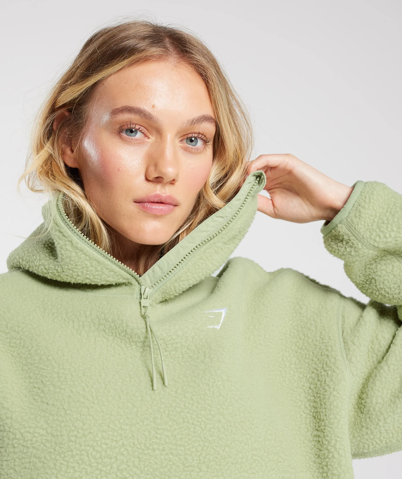 Gymshark Holt Textured Fleece - Light Sage Green