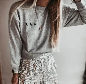 Heather grey Ibiza three stars sweatshirt *slightly cropped fit*