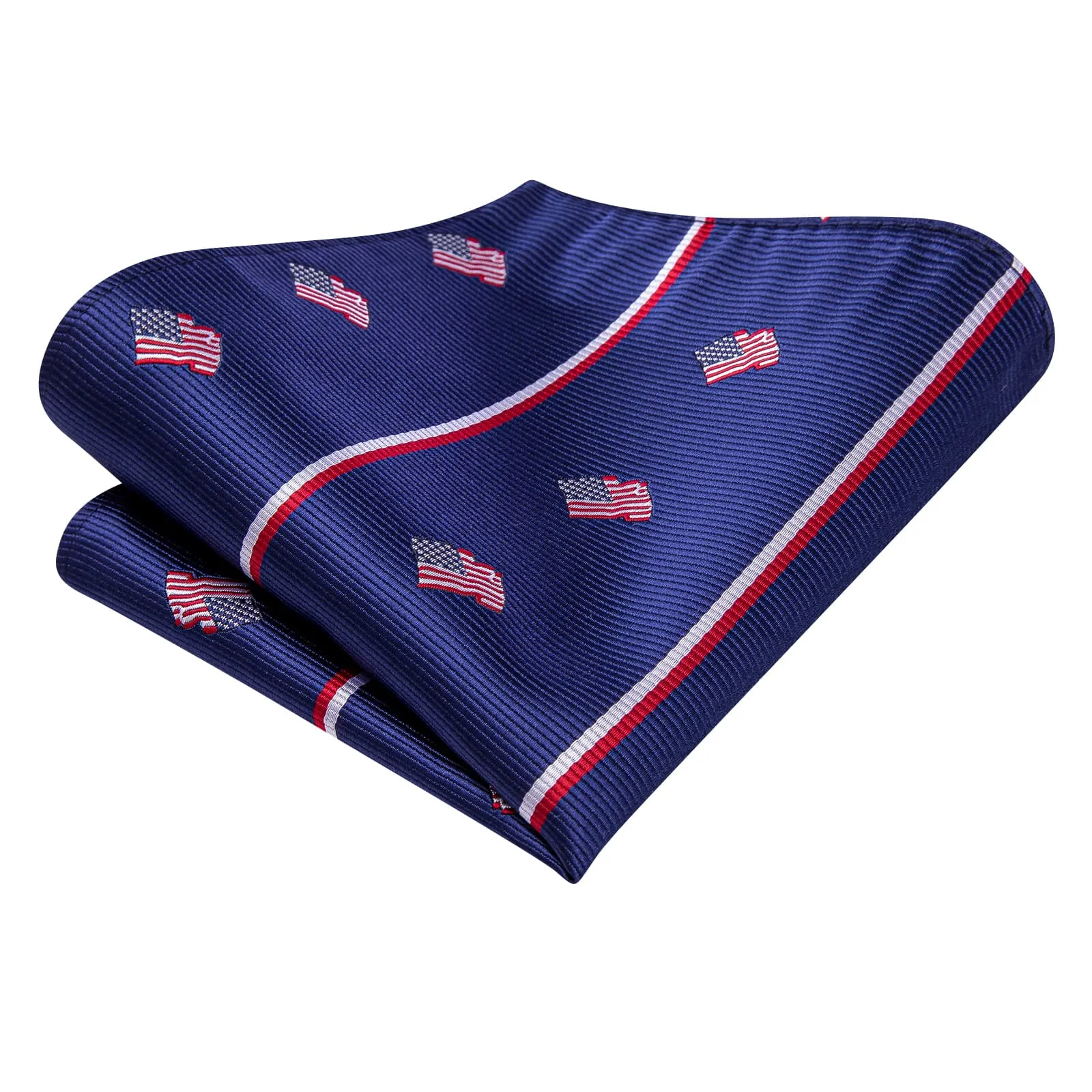 Hi-Tie American Flag Pattern Festival Red White Stripes Blue Tie Set