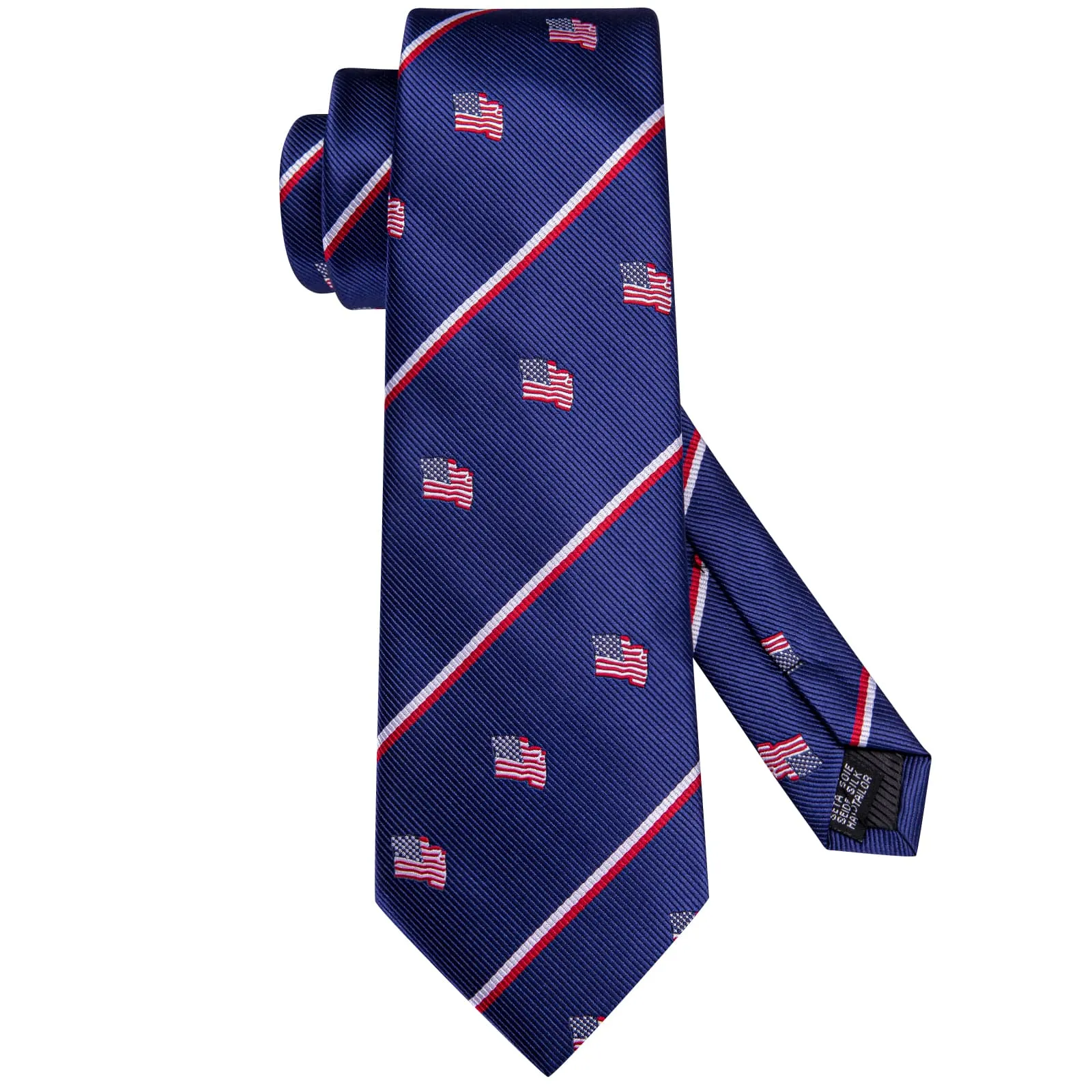 Hi-Tie American Flag Pattern Festival Red White Stripes Blue Tie Set