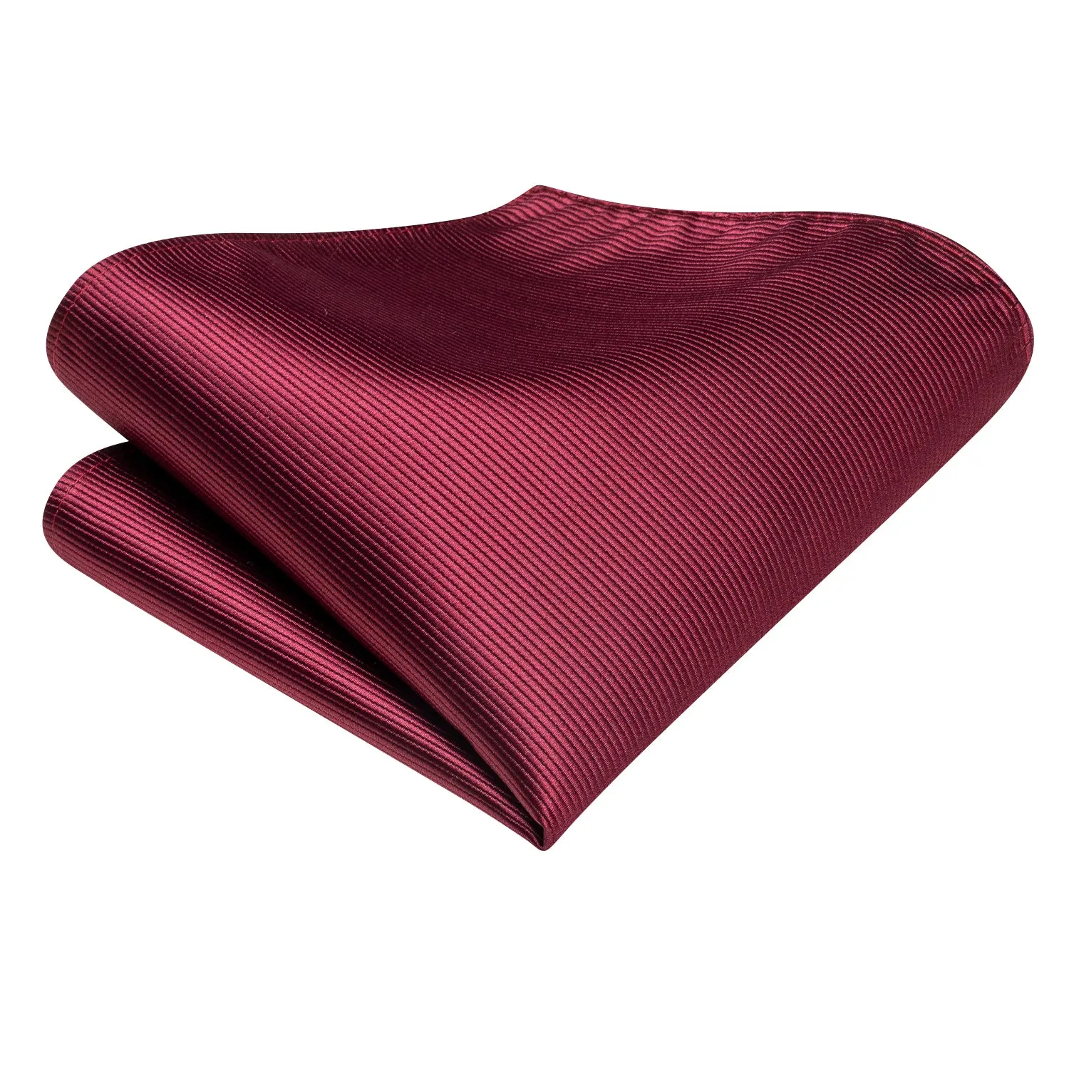 Hi-Tie Burgundy Red Solid Men's Necktie Pocket Square Cufflinks Set