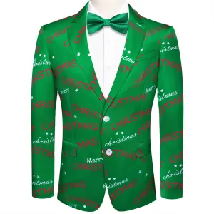 Hi-Tie Green Christmas Suit Silk Festival Designer Suit for Men