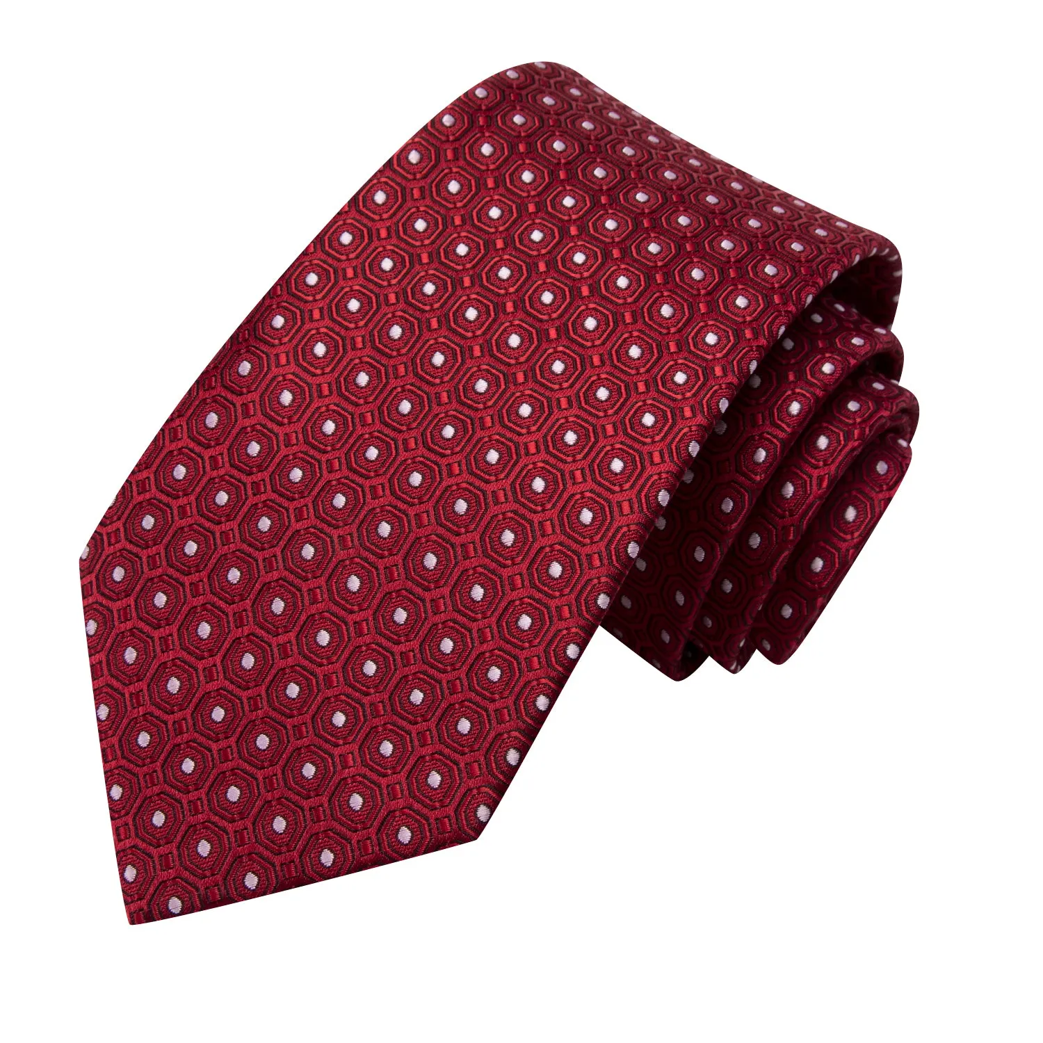 Hi-Tie Red Necktie Black Red Novelty Tie Pocket Square Cufflinks Set