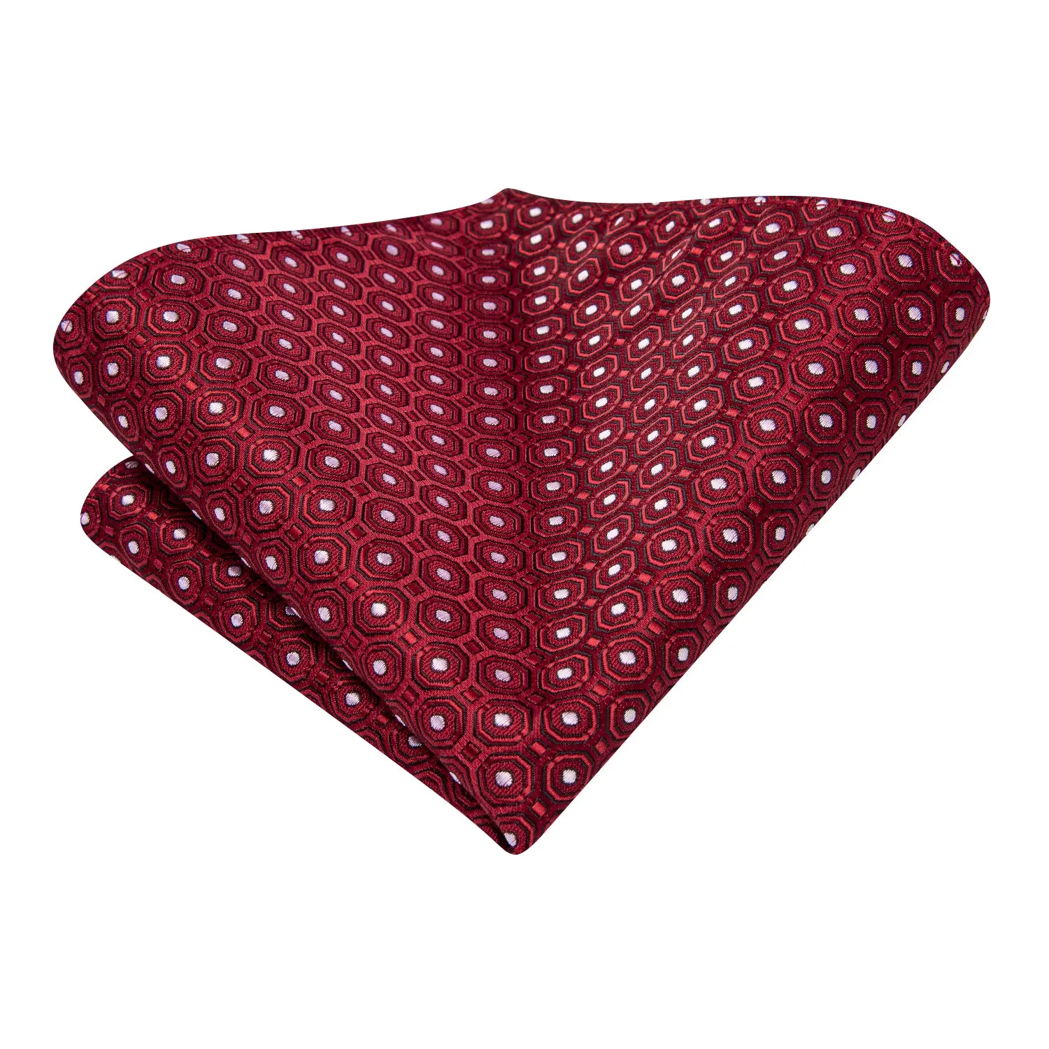 Hi-Tie Red Necktie Black Red Novelty Tie Pocket Square Cufflinks Set