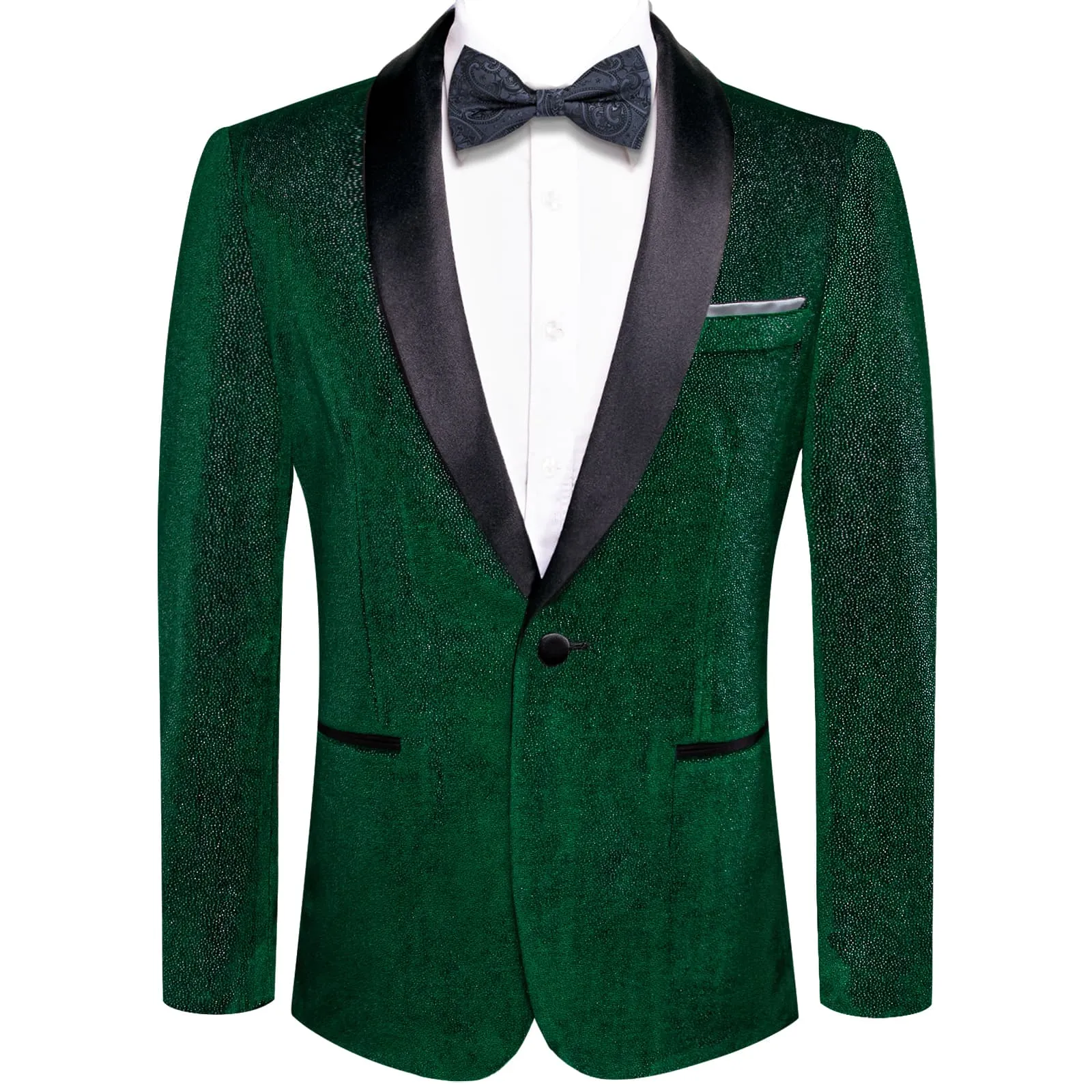 Hi-Tie Velvet Blazer Green Formal Wedding Suit Shawl Lapel Men's Top