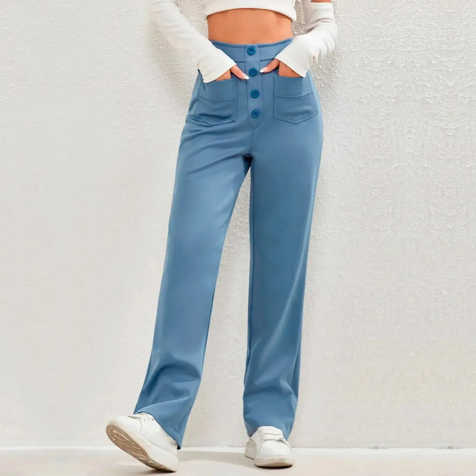 High- Waisted Casual Pants