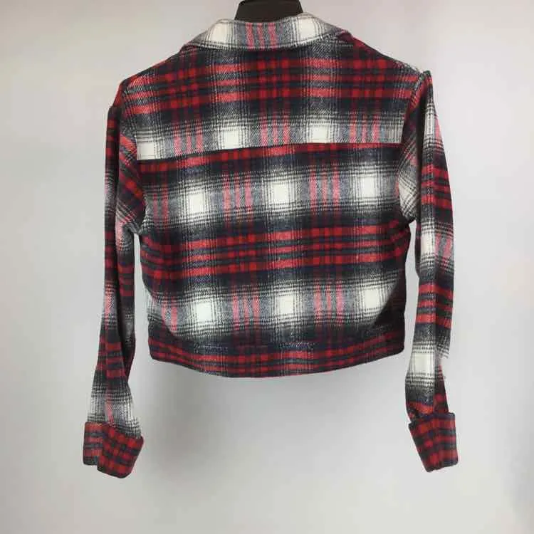 Hyfve Hyfve Hyfve Size S Red/Black/White Flannel Plaid cropped Jacket