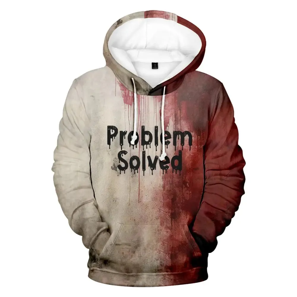 I'M Fine Bloody hooded  Problem Solved  hooded drawstring pocket sweatshirt men/women hip hop Pullovers