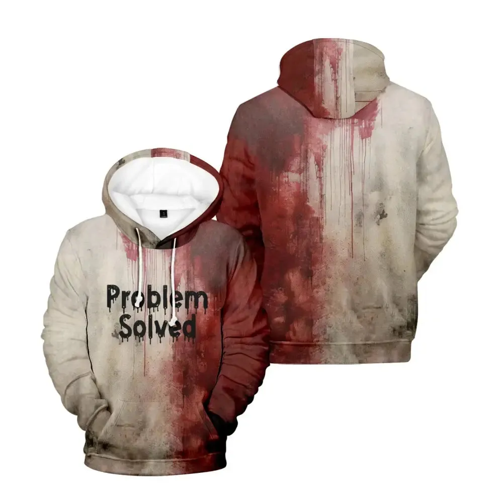 I'M Fine Bloody hooded  Problem Solved  hooded drawstring pocket sweatshirt men/women hip hop Pullovers