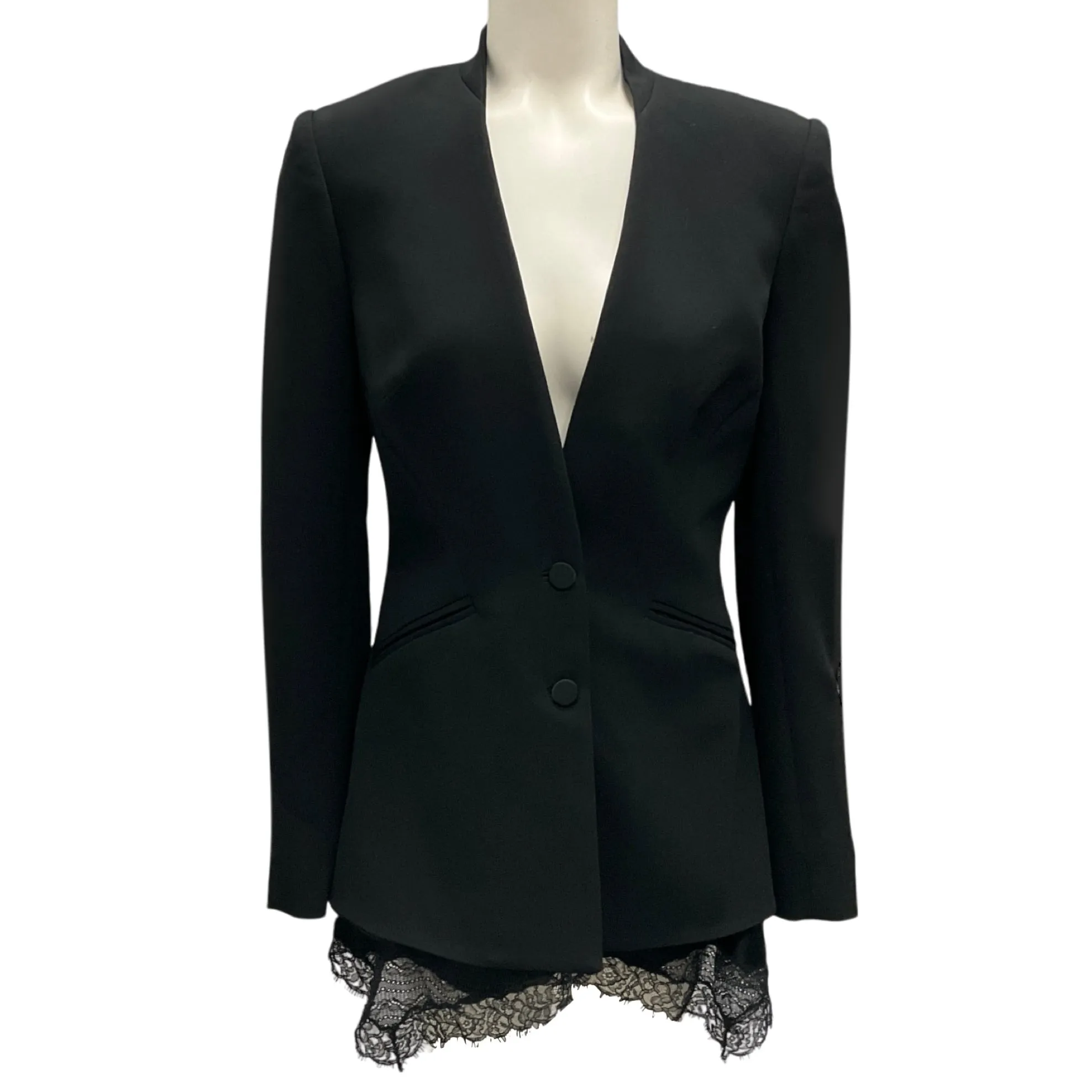 Jonathan Simkhai Black Signature Basque Collarless Blazer Jacket