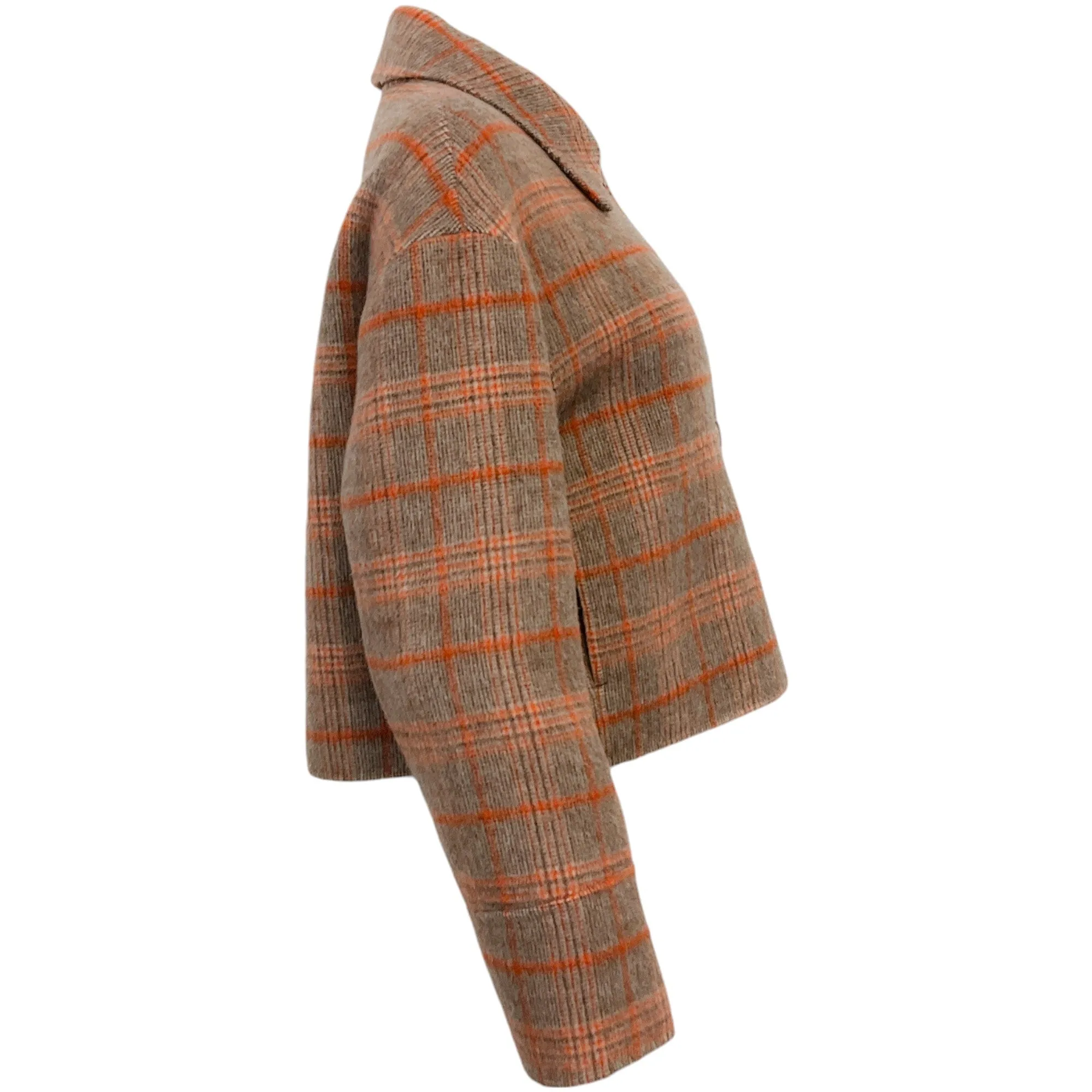 Joseph Orange Multi Plaid Cropped Wool Jacket