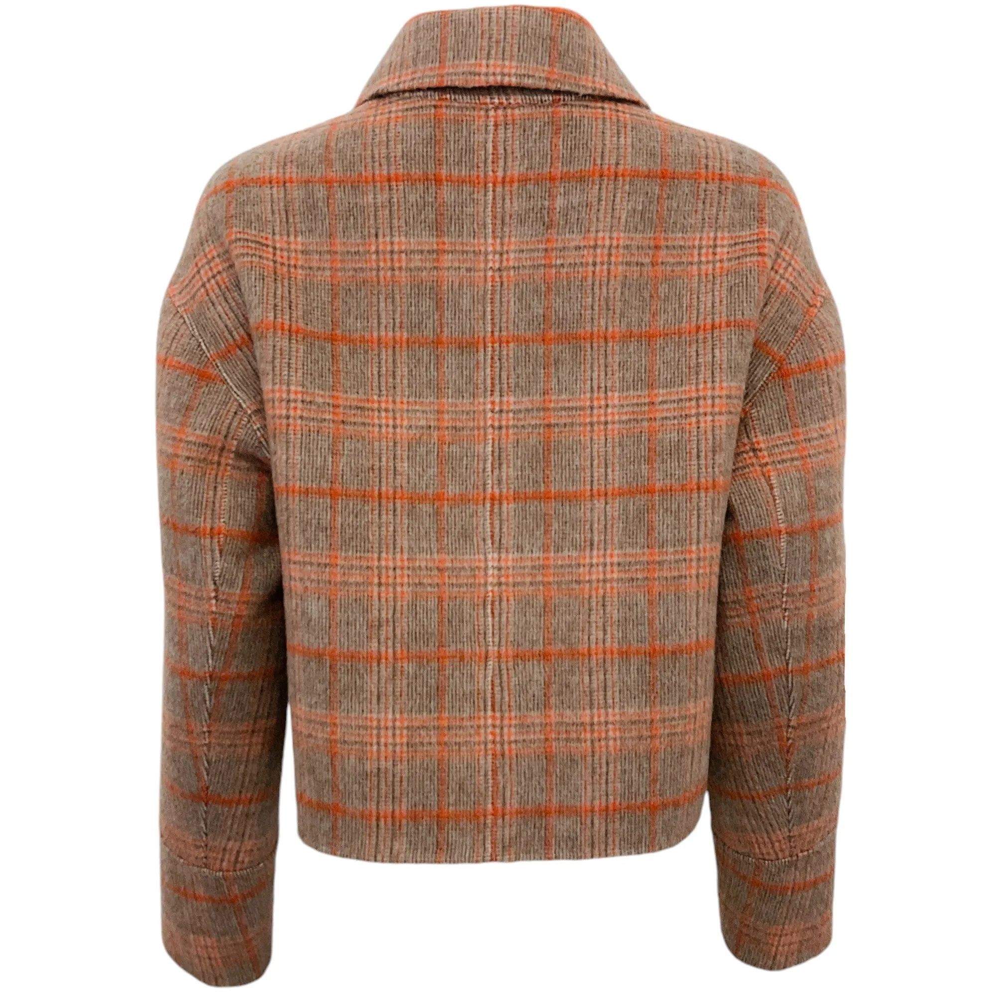 Joseph Orange Multi Plaid Cropped Wool Jacket