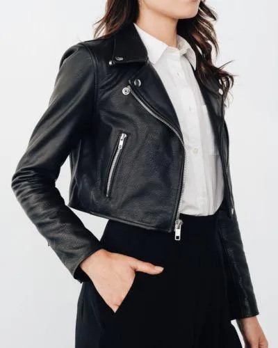 Kaia Gerber Moto Biker Real Leather Jacket