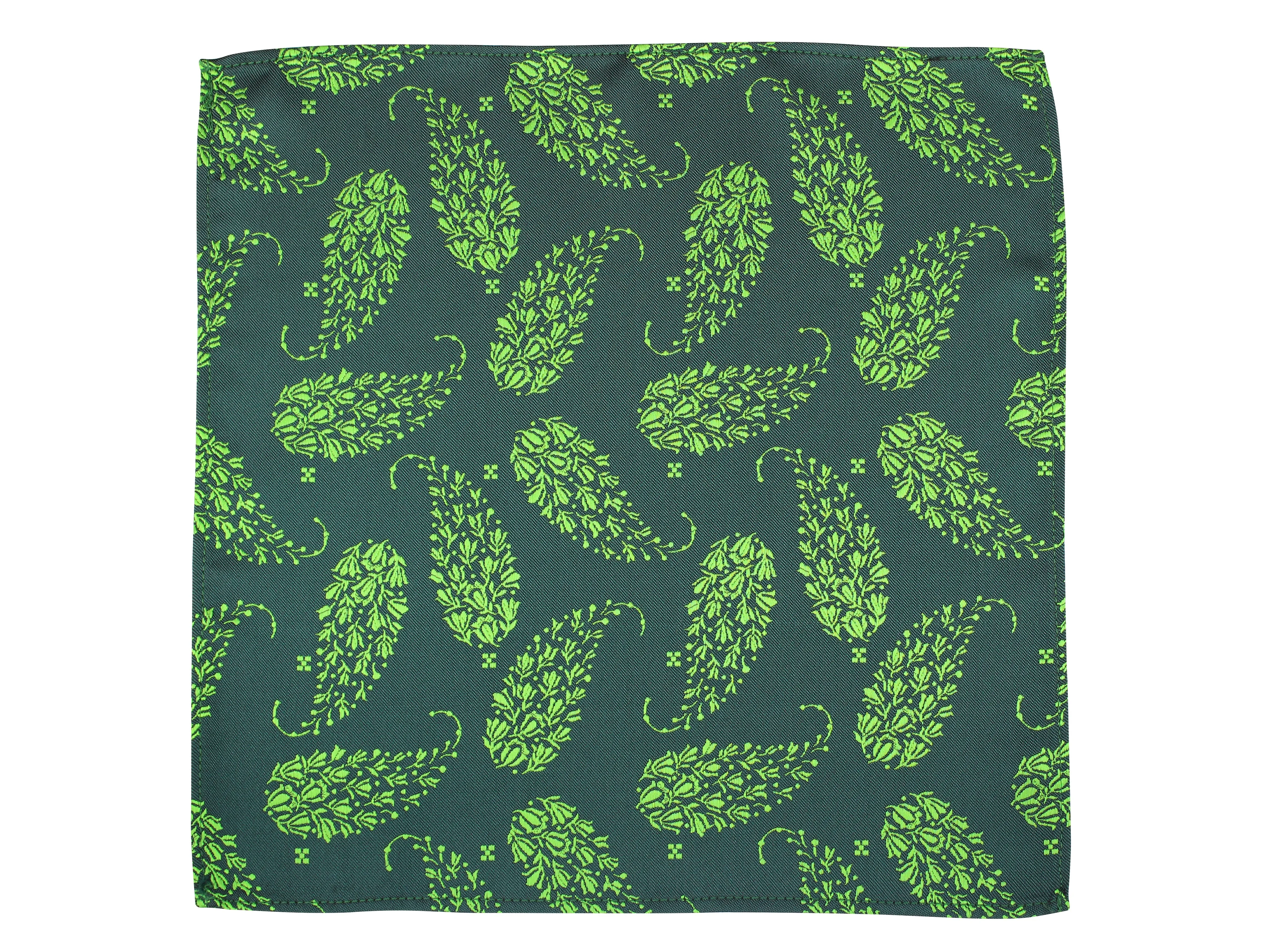 Kavove Green Paisley Pocket Square For Men