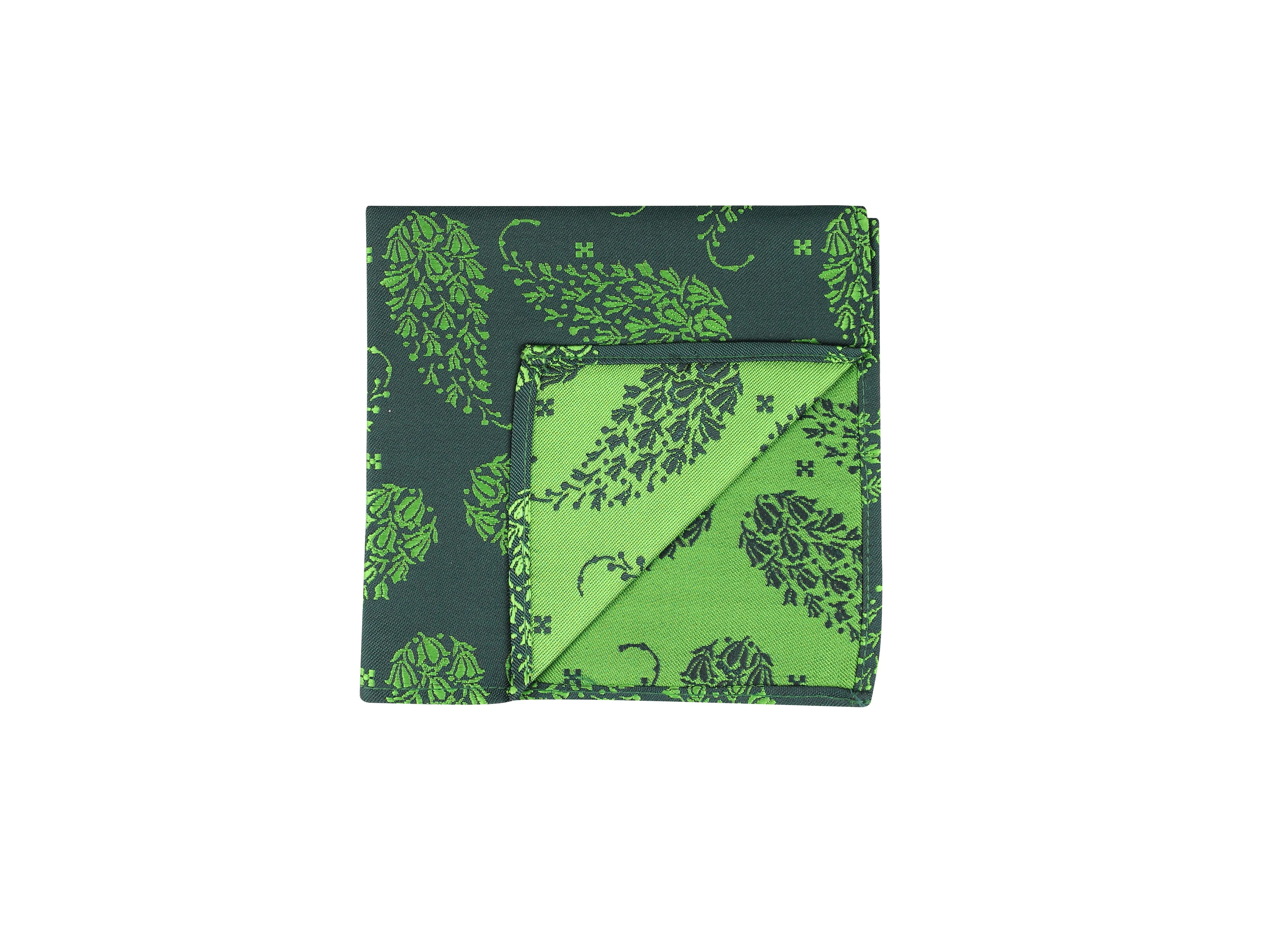 Kavove Green Paisley Pocket Square For Men