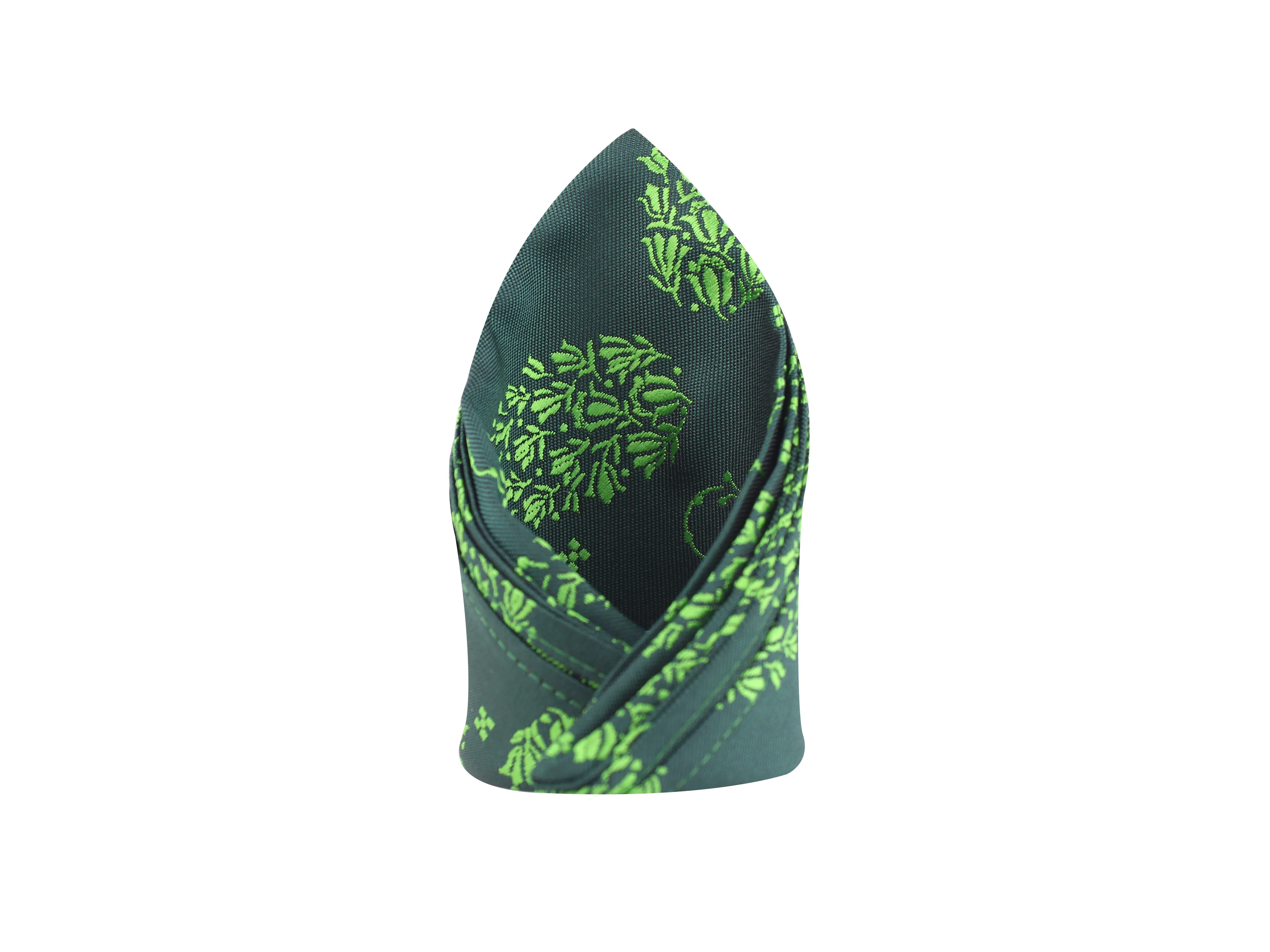 Kavove Green Paisley Pocket Square For Men