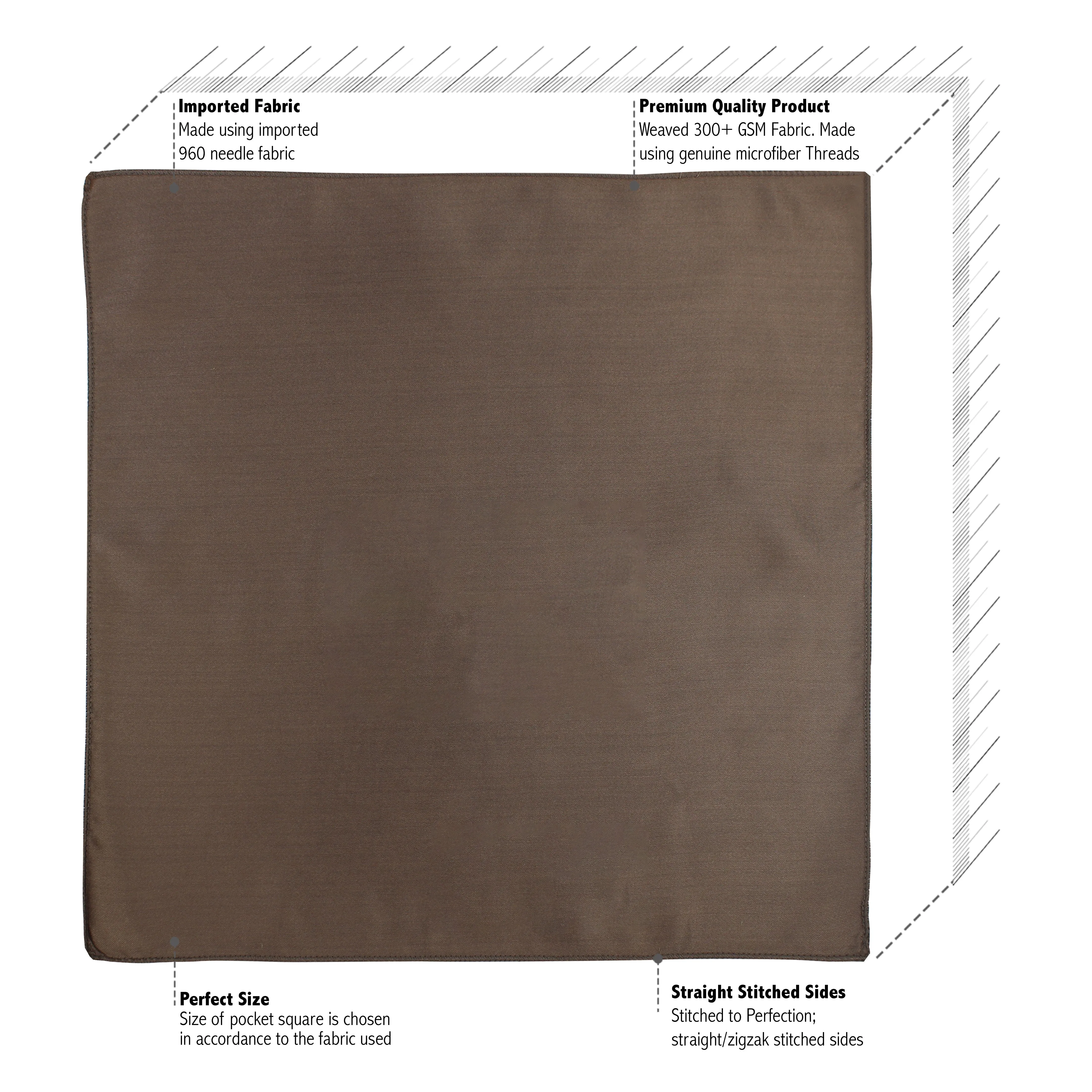 Kavove The Groovy Solid Brown Pocket Square