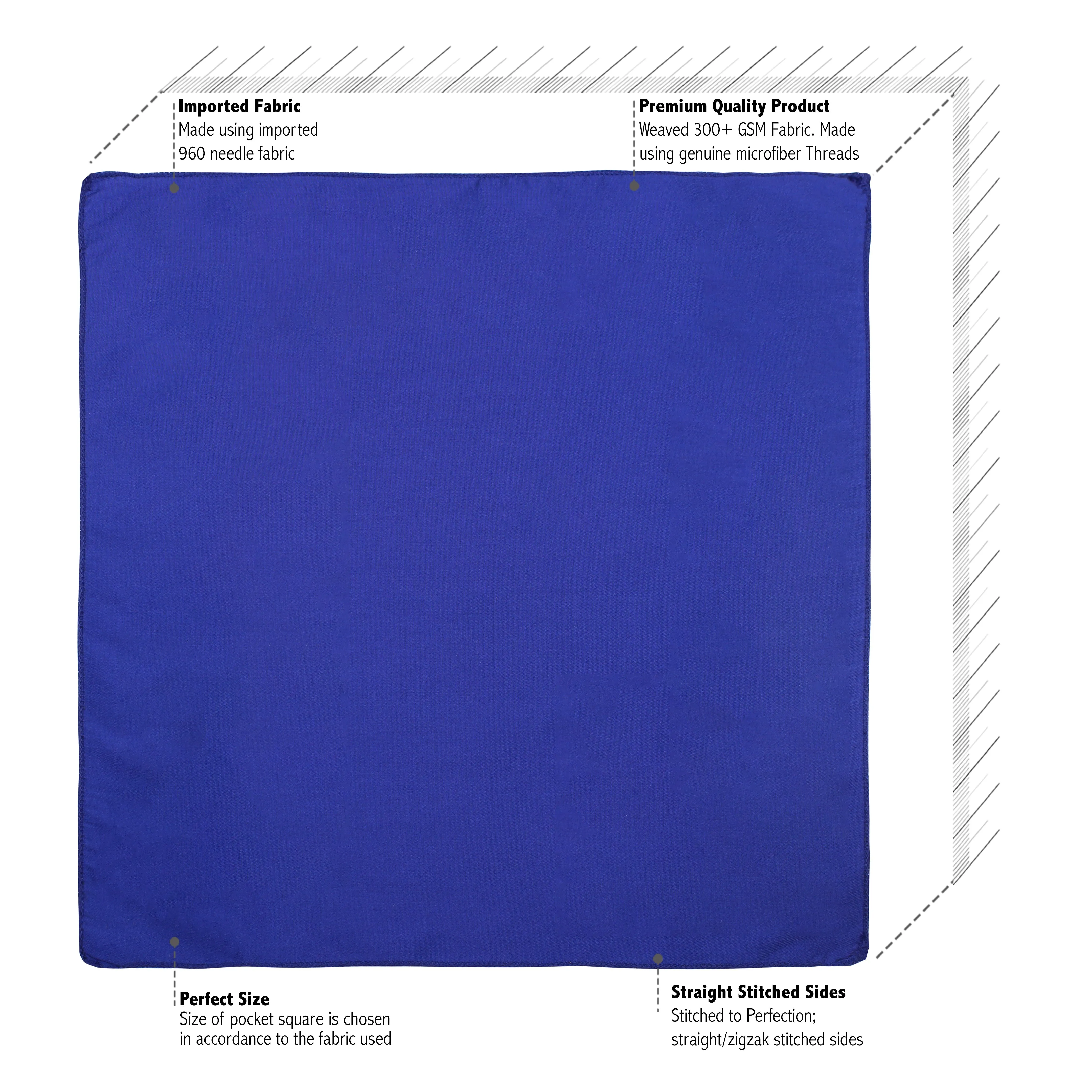 Kavove The Midnight Solid Blue Pocket Square