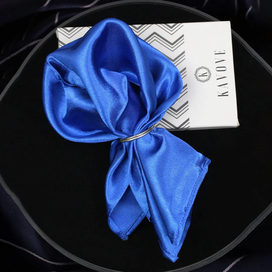 Kavove The Midnight Solid Blue Pocket Square