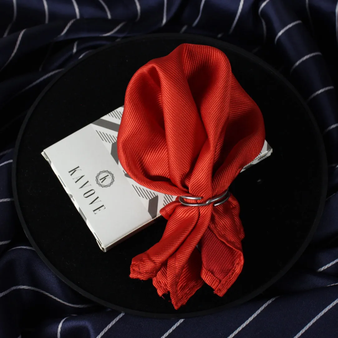 Kavove The Midnight Solid Red Pocket Square