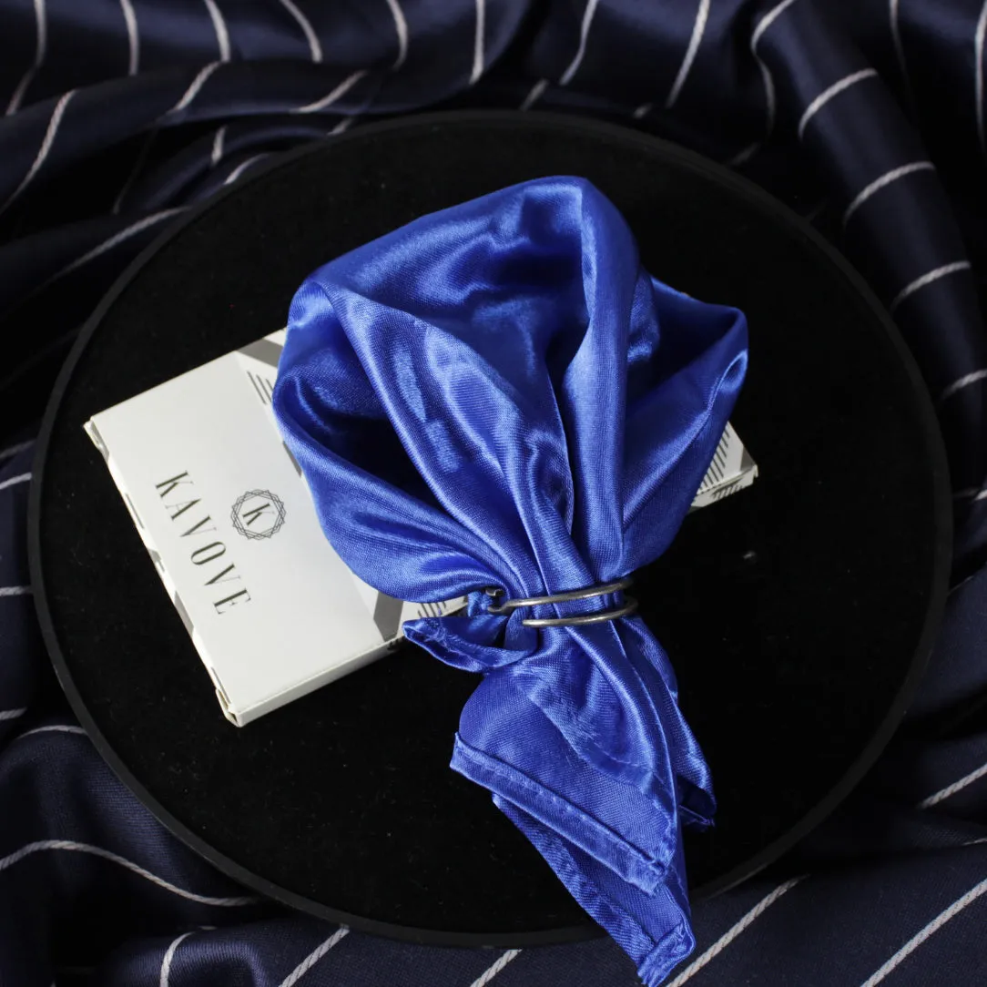 Kavove The Solid Stallion Blue Pocket Square