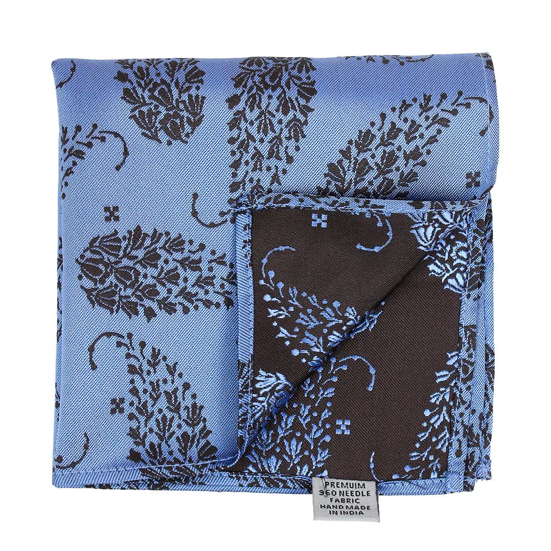 Kavove The Twining Paisley Blue Pocket Square