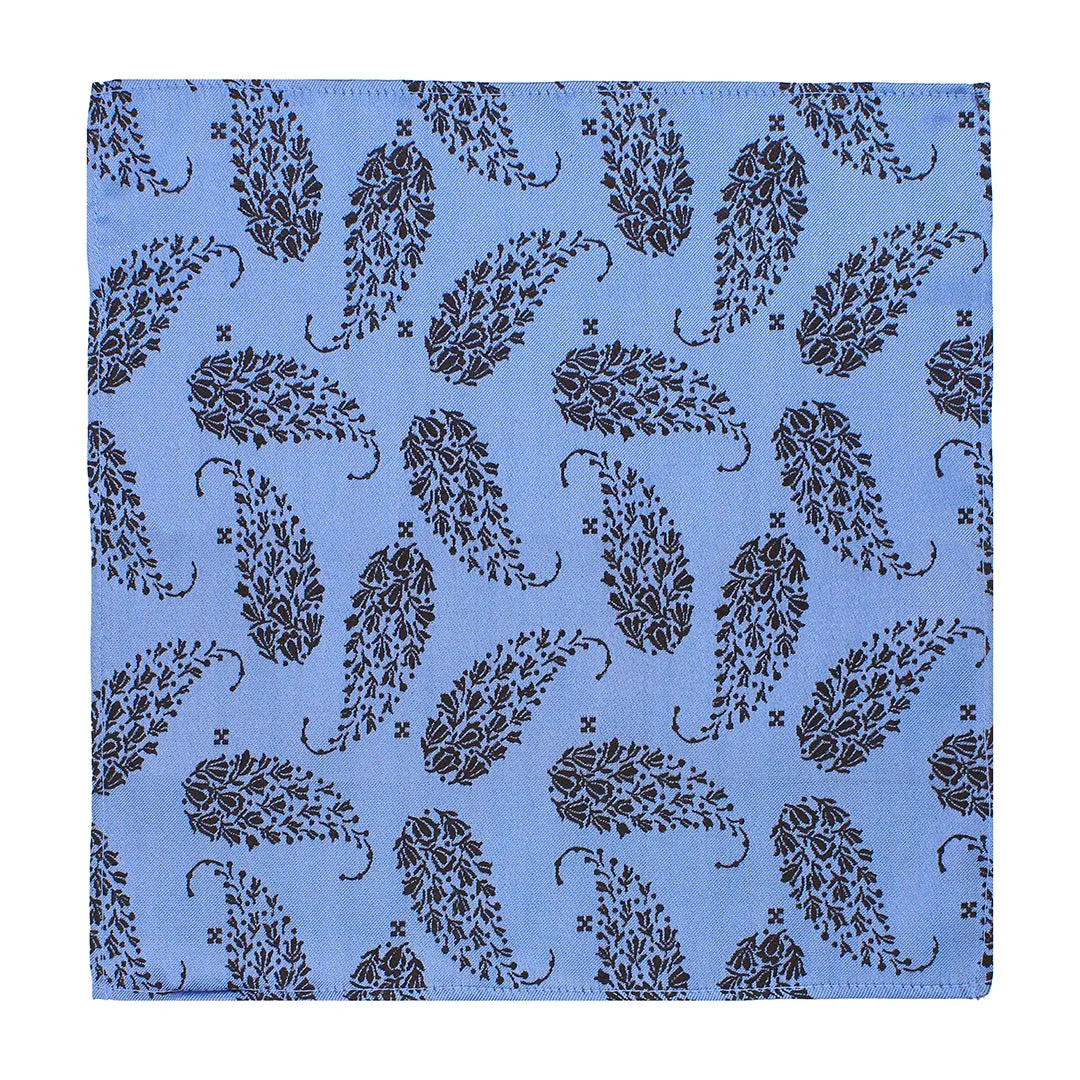 Kavove The Twining Paisley Blue Pocket Square