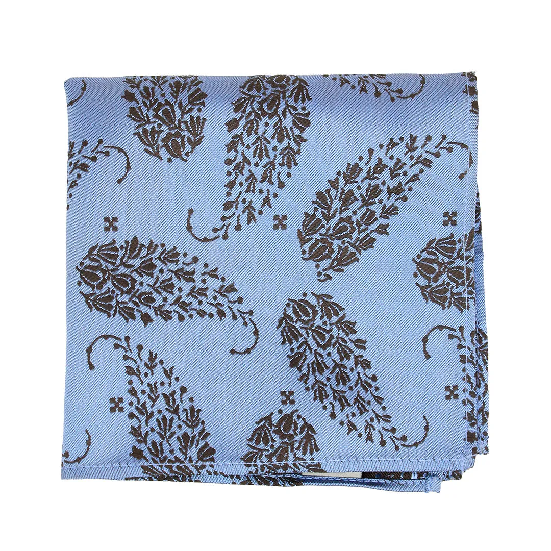 Kavove The Twining Paisley Blue Pocket Square