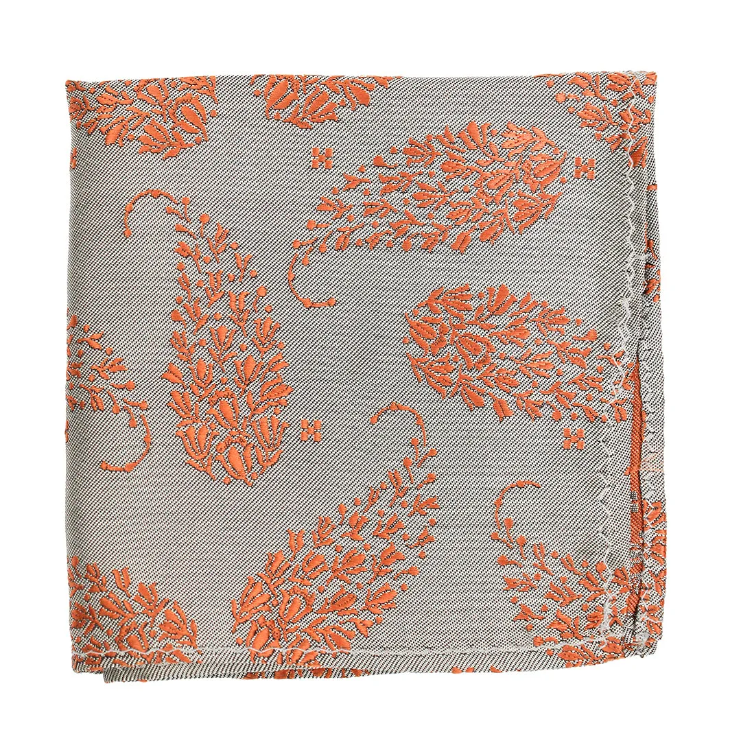 Kavove The Twining Paisley Grey Pocket Square