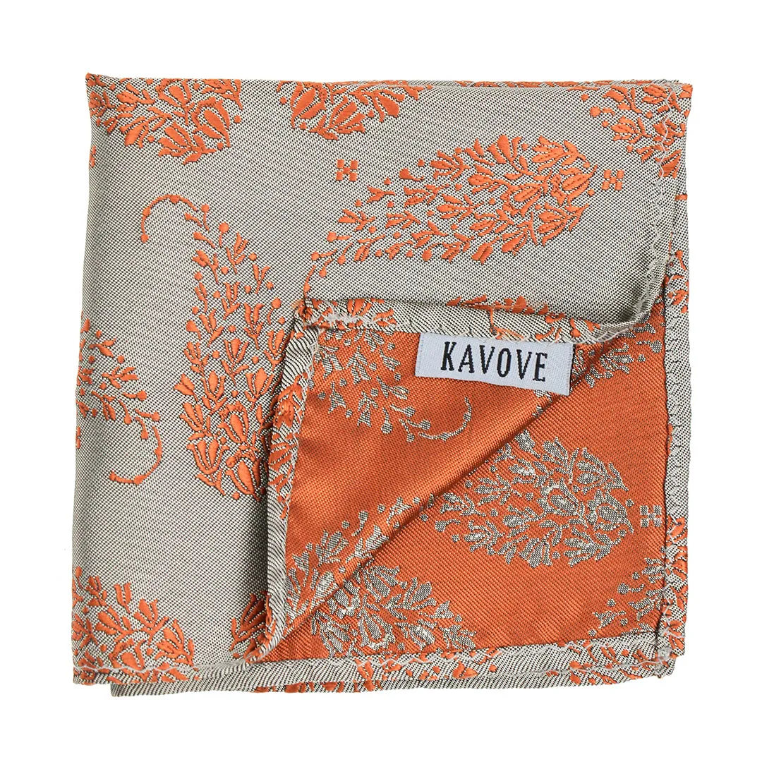 Kavove The Twining Paisley Grey Pocket Square