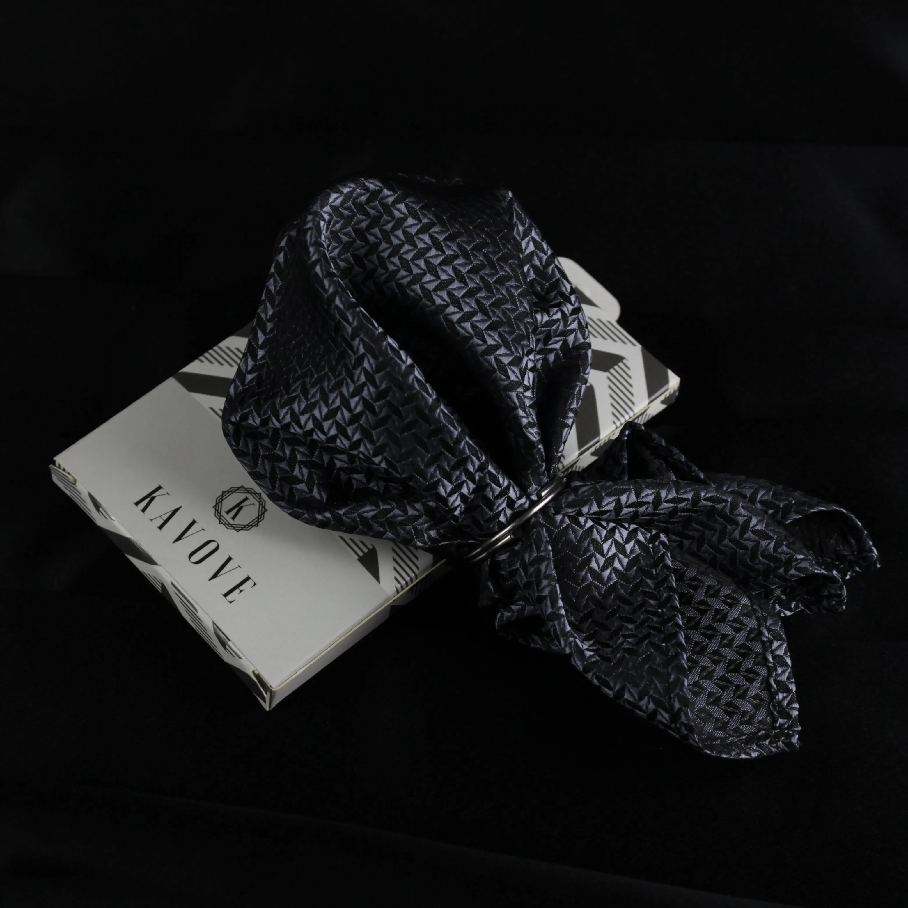 Kovove Black and Grey Abstract Pocket Square For Men