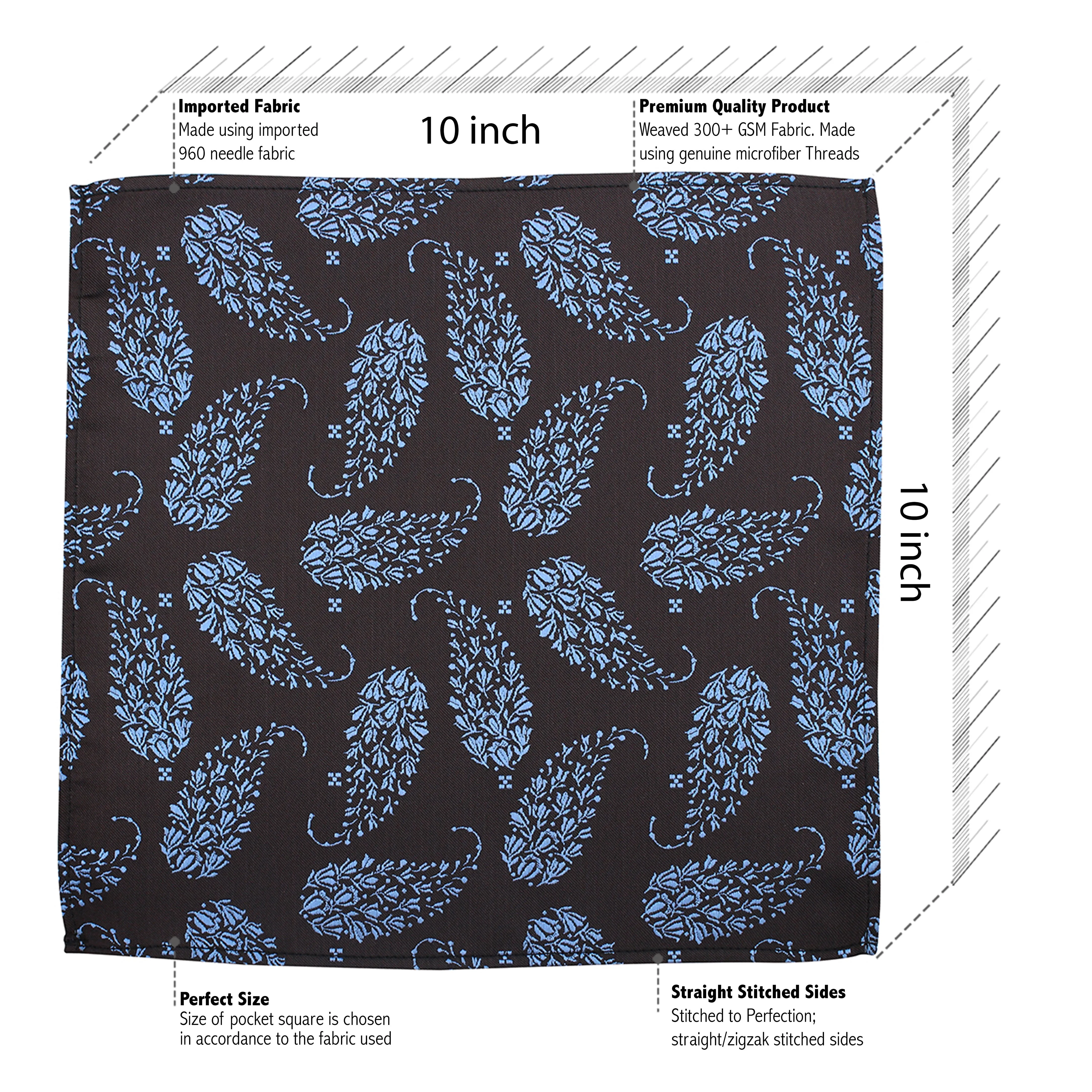 Kovove Black Floral Pocket Square For Men