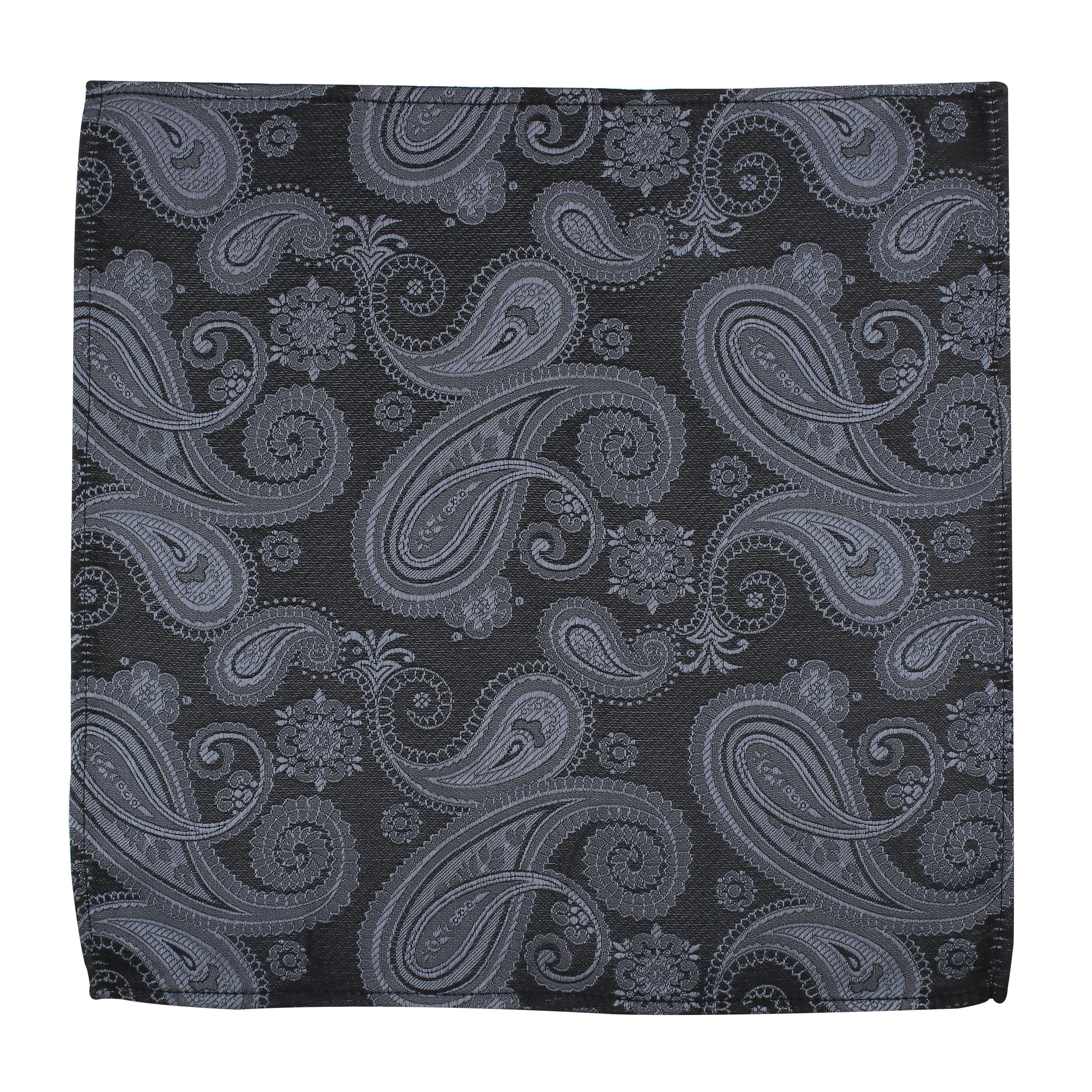 Kovove Black Paisley Pocket Square For Men