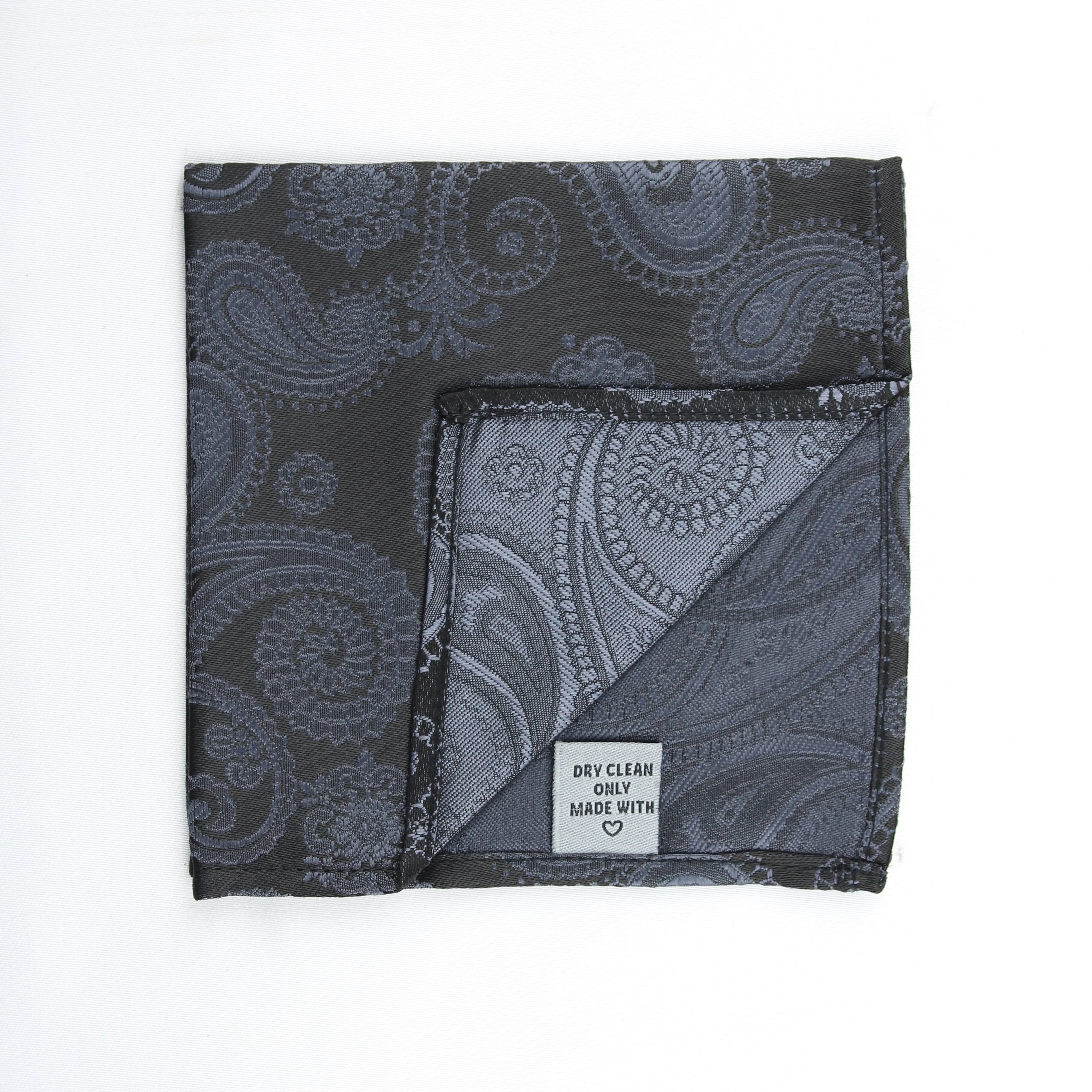 Kovove Black Paisley Pocket Square For Men