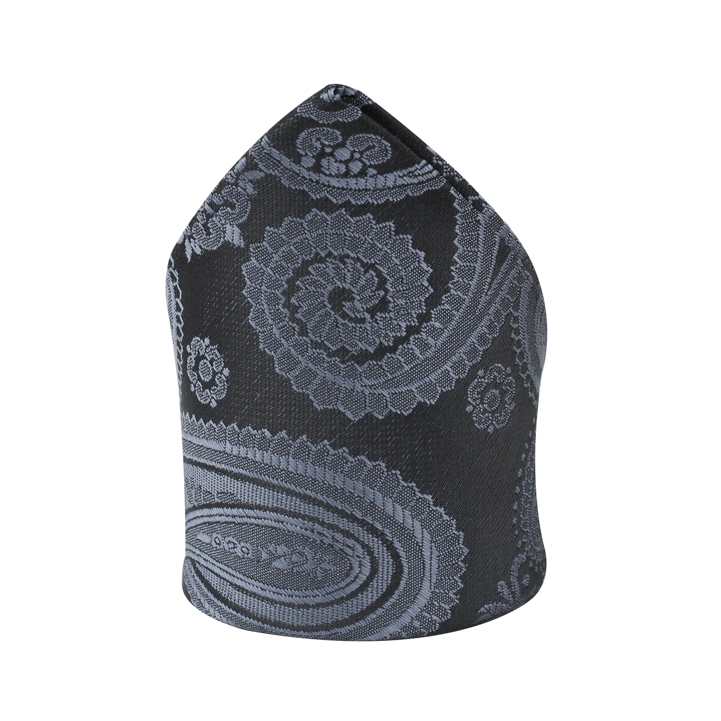 Kovove Black Paisley Pocket Square For Men