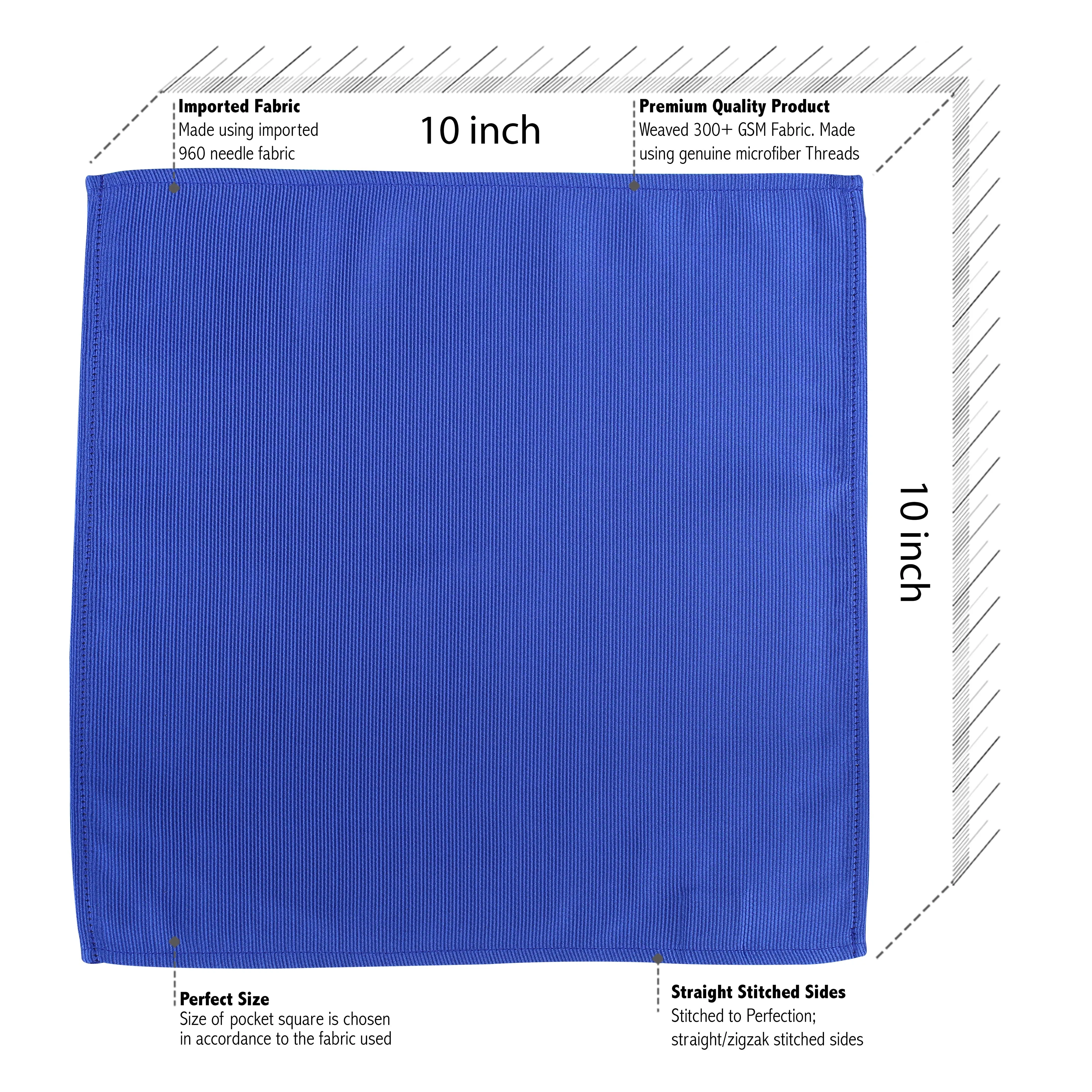 Kovove Blue Solid Pocket Square For Men