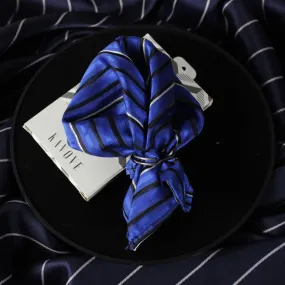 Kovove Blue Striped Pocket Square For Men