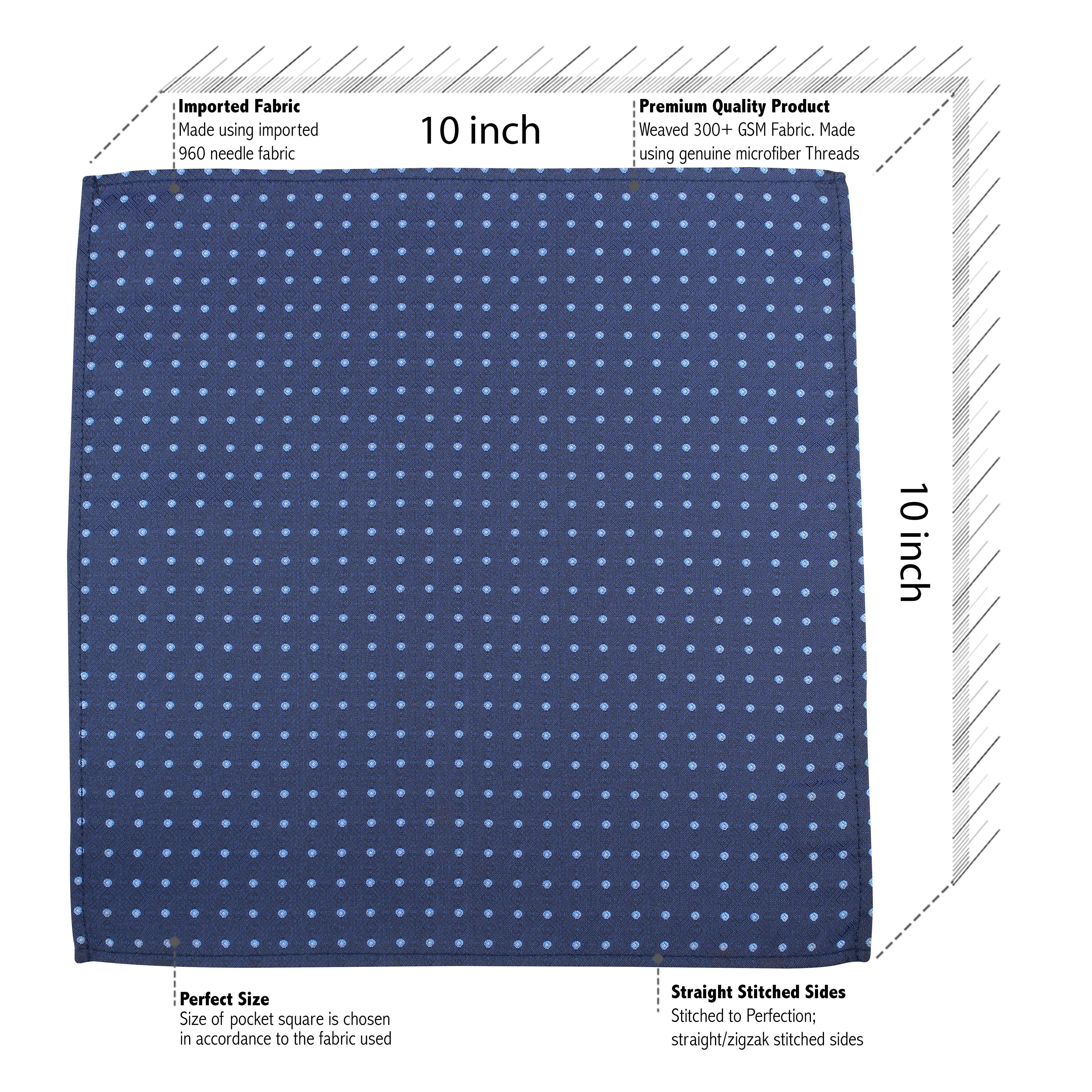 Kovove Classy Blue Polka Dot Pocket Square For Men