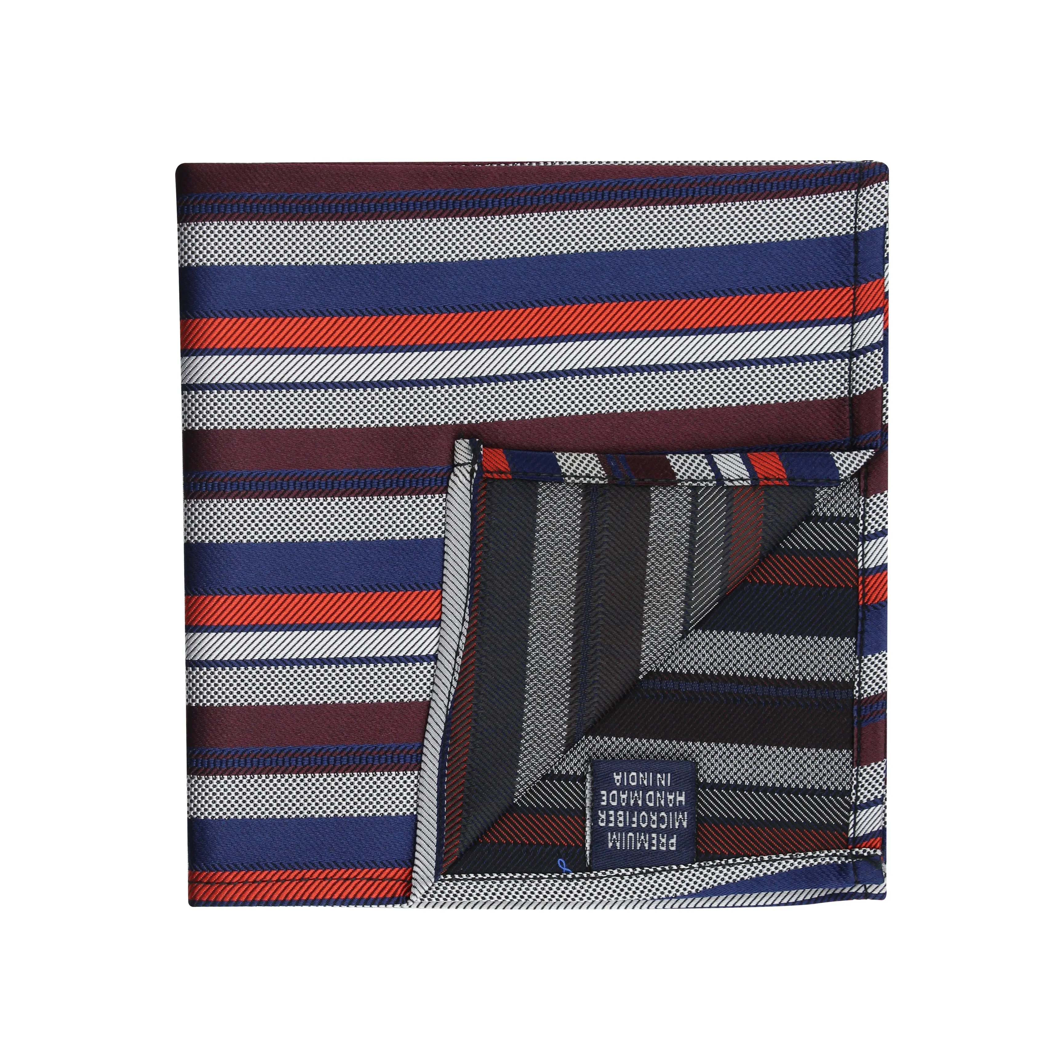 Kovove Classy Blue Striped Pocket Square For Men