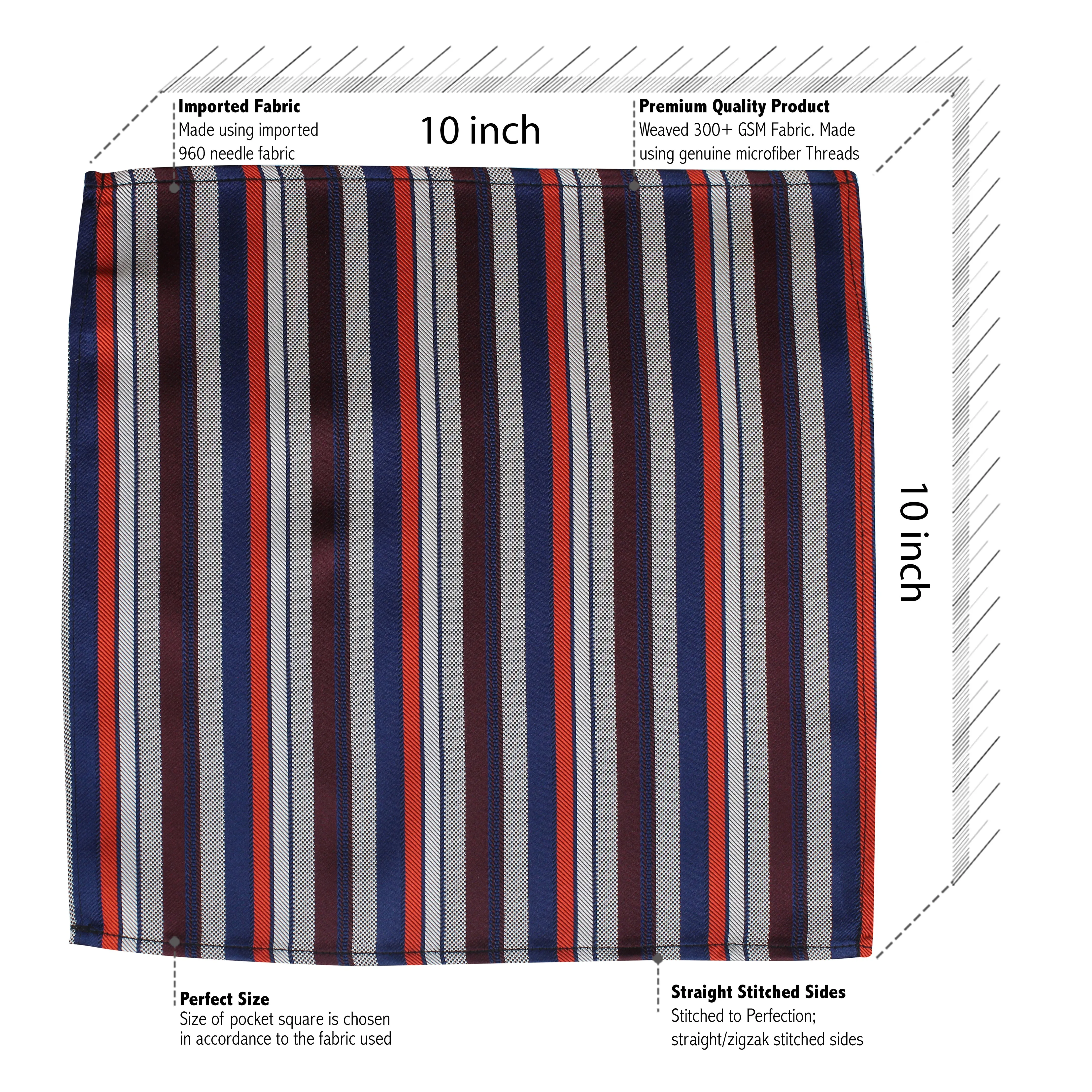 Kovove Classy Blue Striped Pocket Square For Men