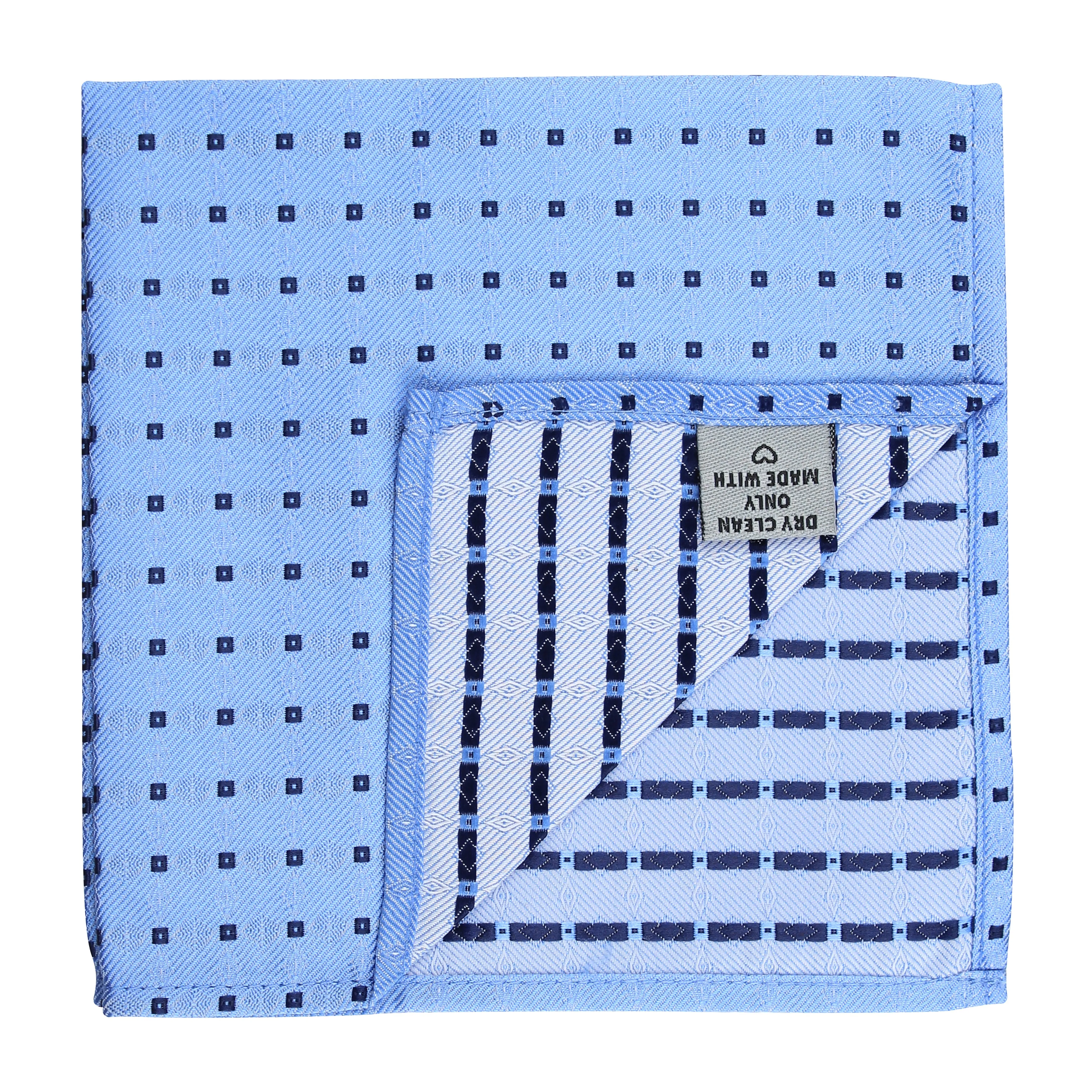 Kovove Cyan Checkered Pocket Square For Men