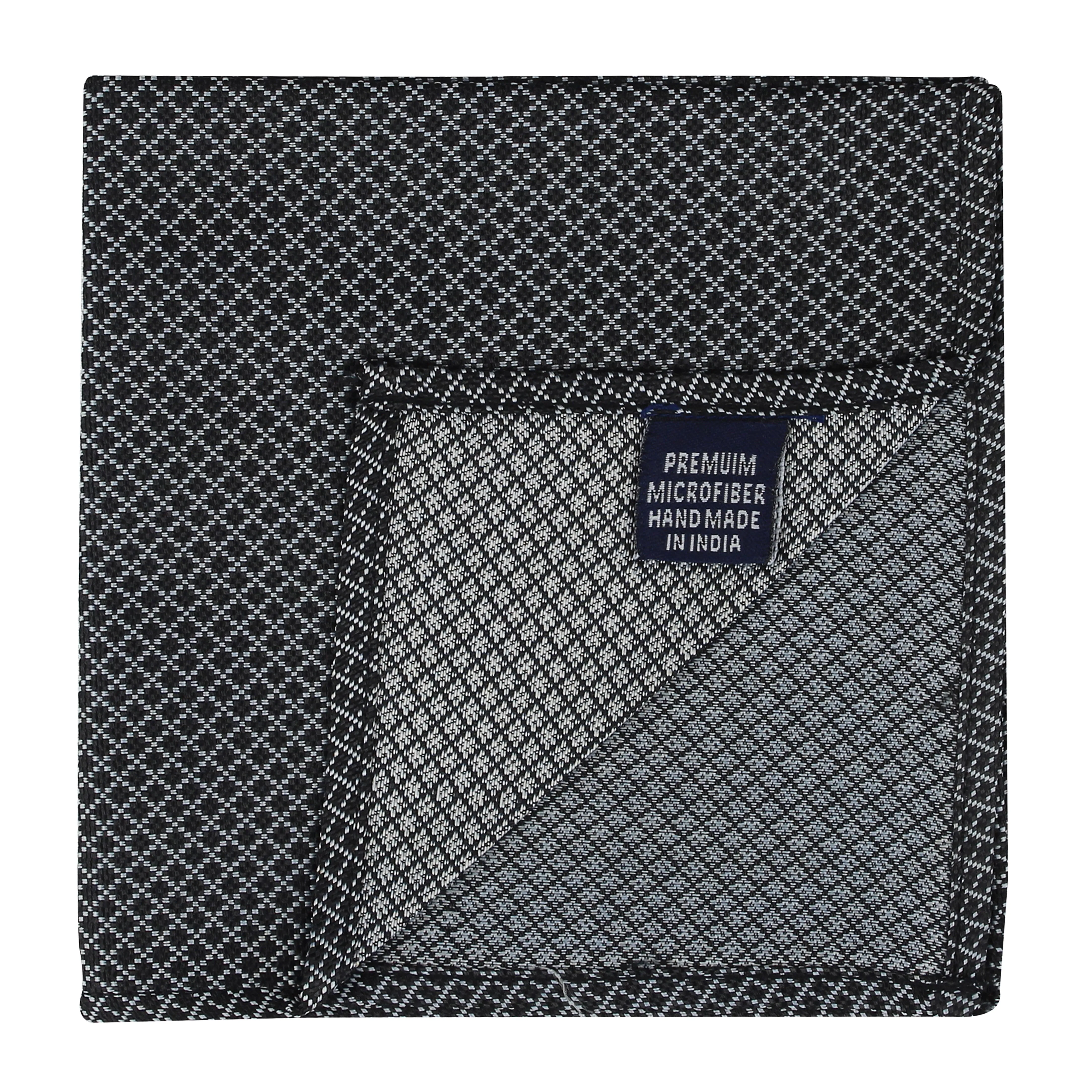 Kovove Elegant Black Checkered Pocket Square For Men