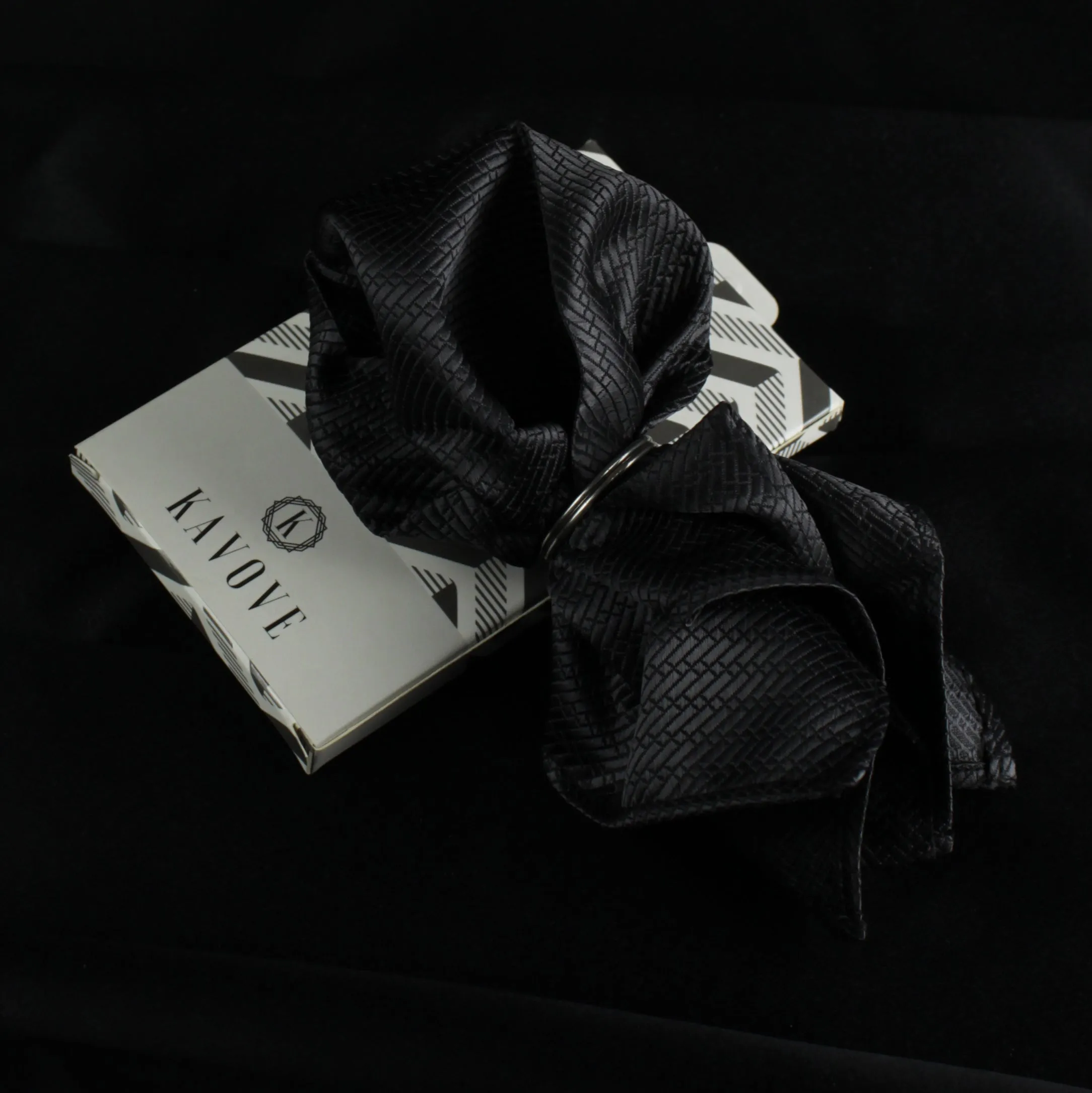 Kovove Elegant Black Solid Pocket Square For Men