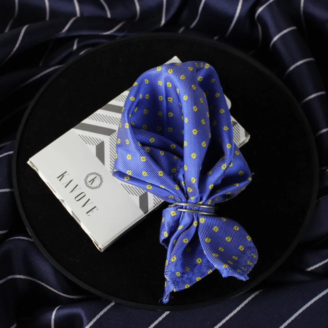 Kovove Elegant Blue Polka Dot Pocket Square For Men