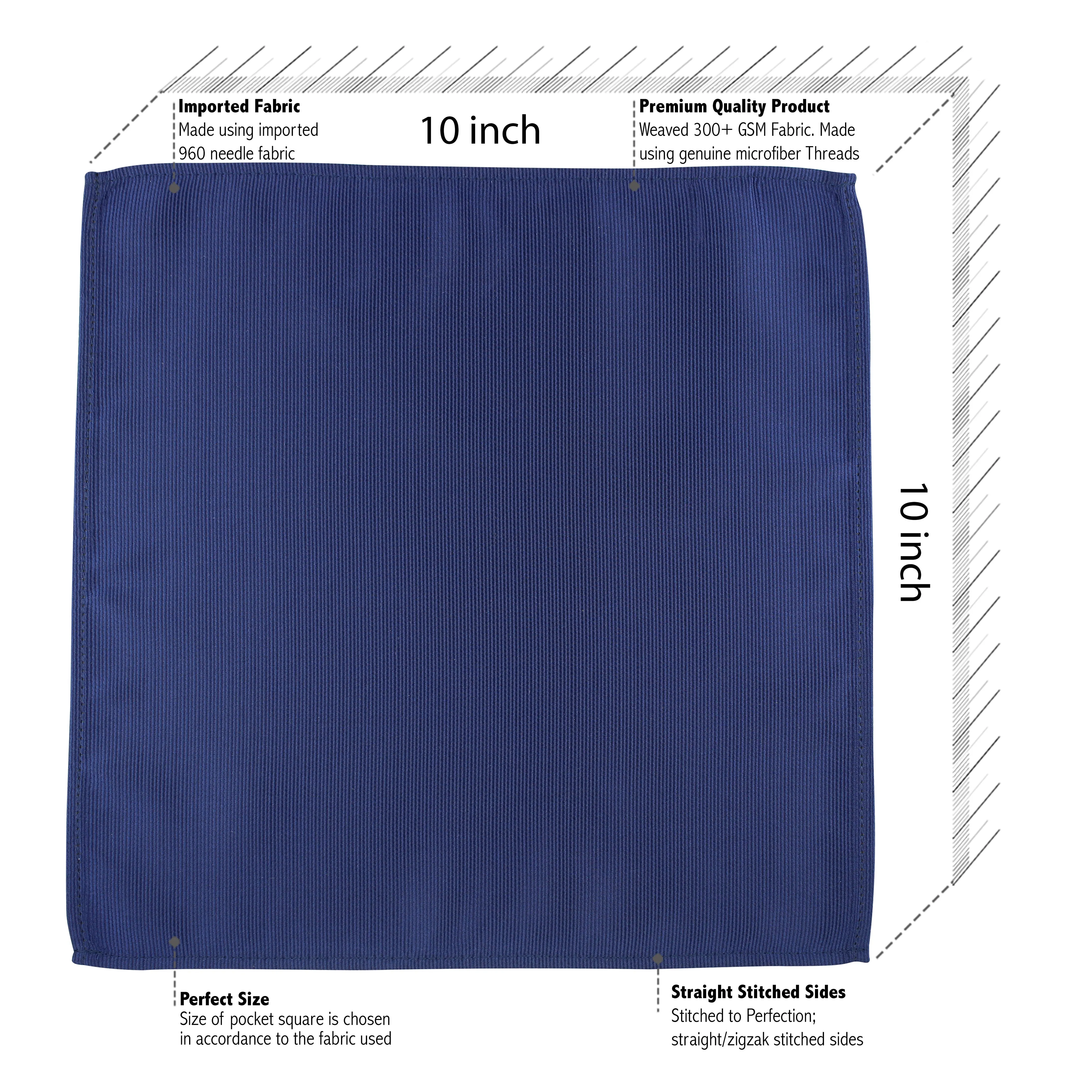 Kovove Elegant Blue Solid Pocket Square For Men