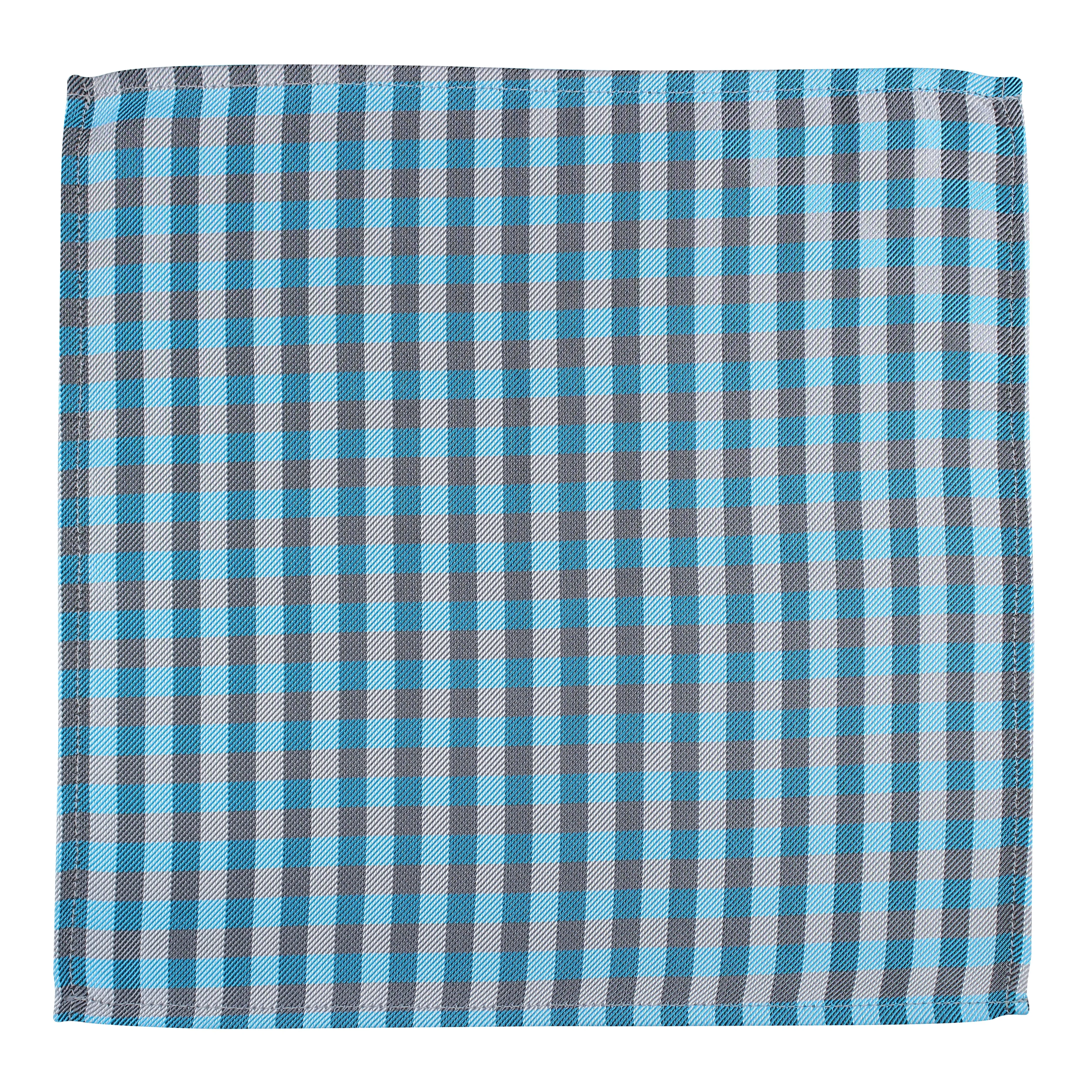 Kovove Elegant Cyan Checkered Pocket Square For Men