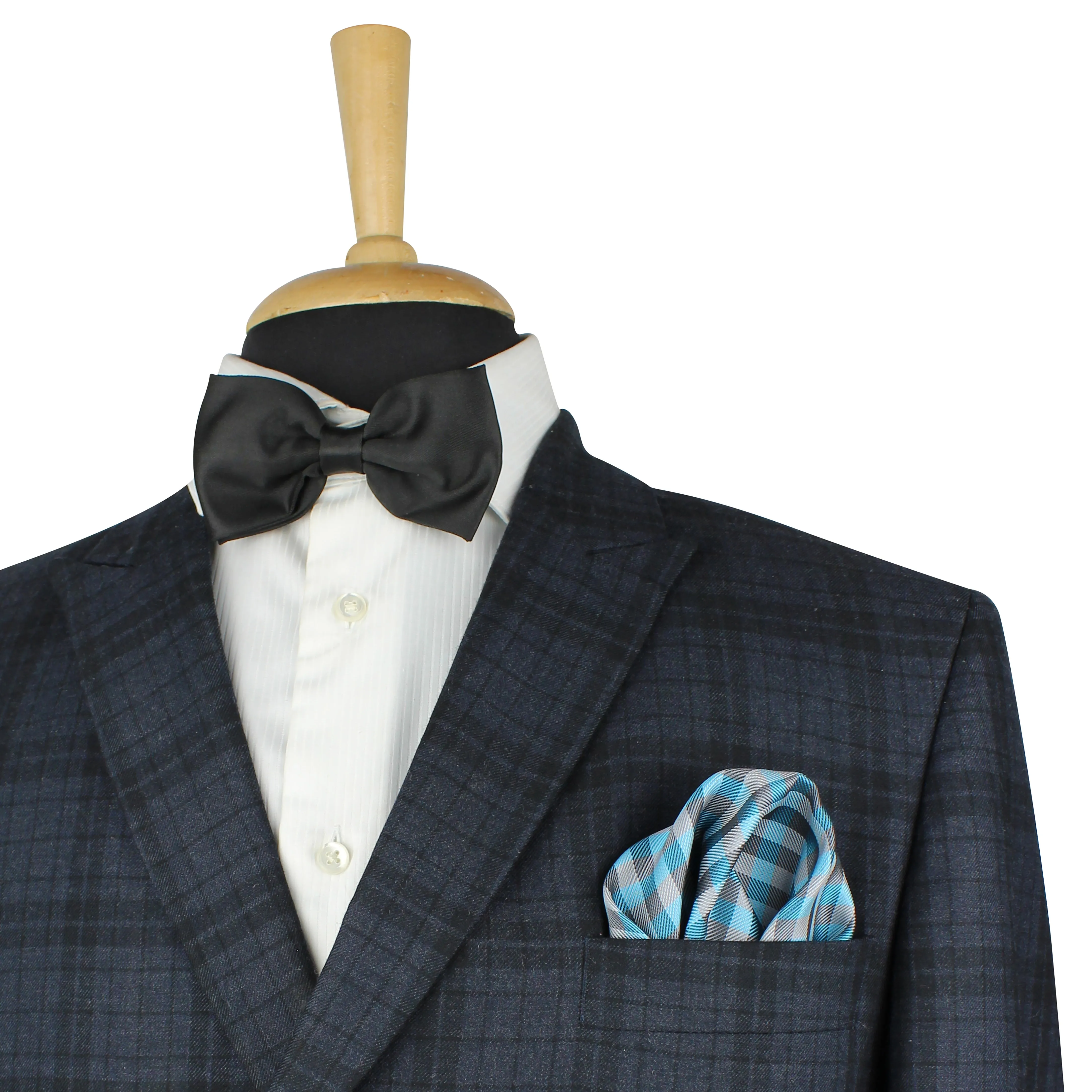 Kovove Elegant Cyan Checkered Pocket Square For Men