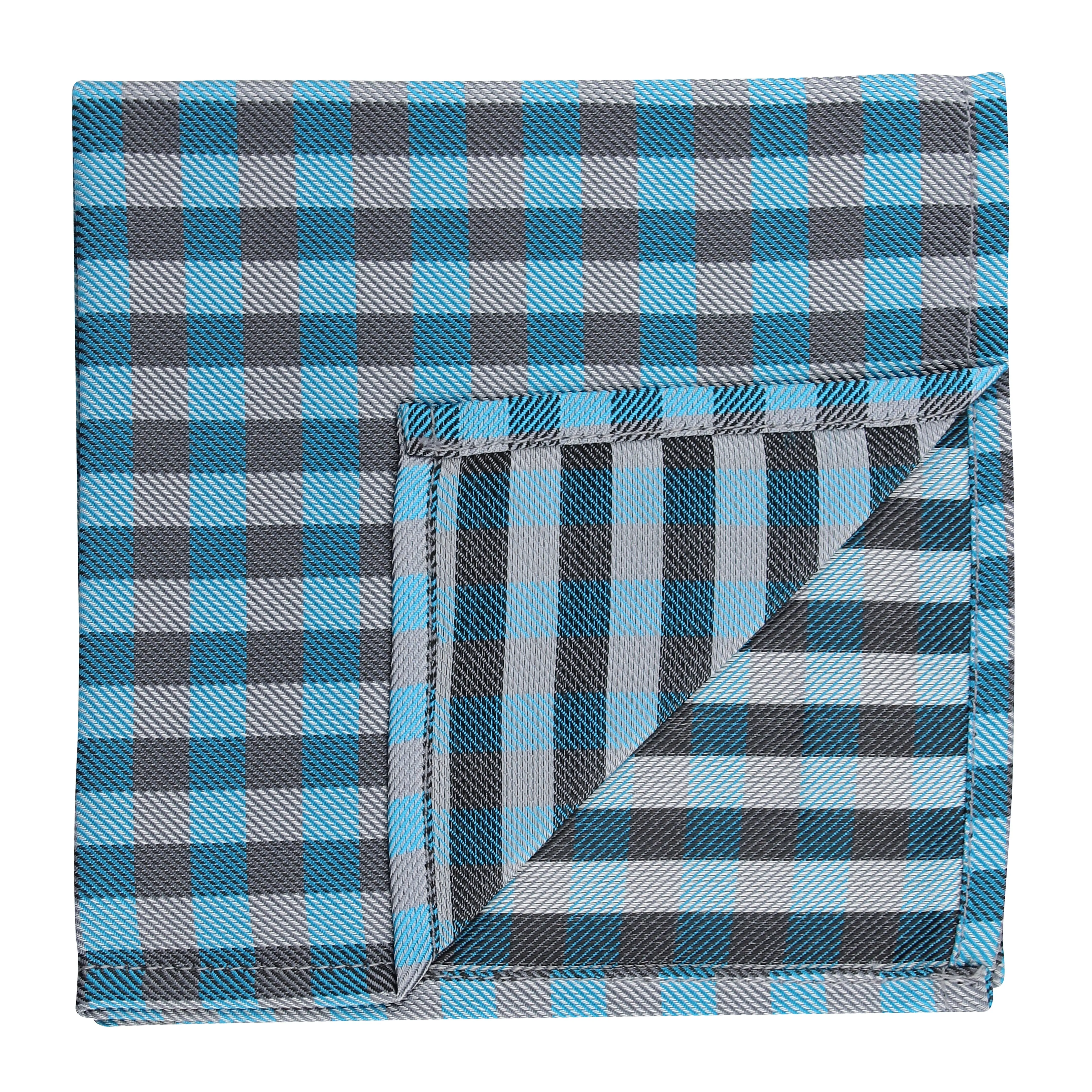 Kovove Elegant Cyan Checkered Pocket Square For Men