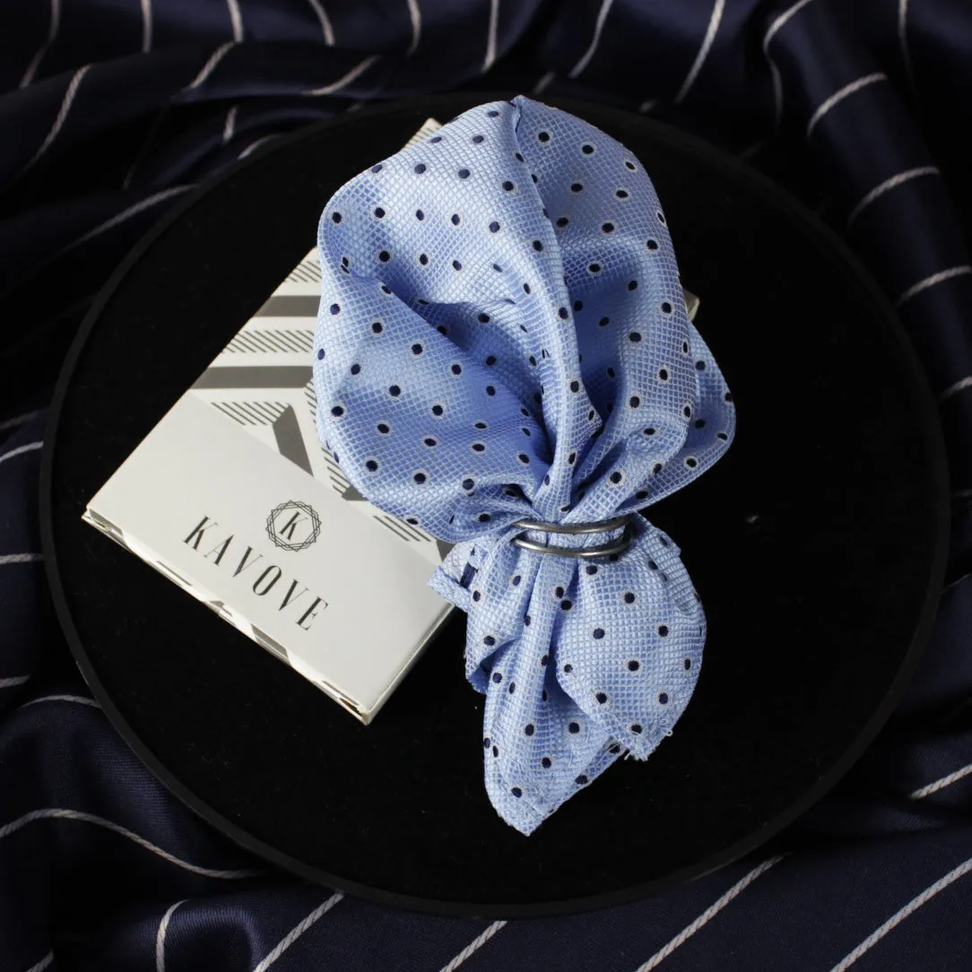 Kovove Elegant Cyan Polka Dot Pocket Square For Men