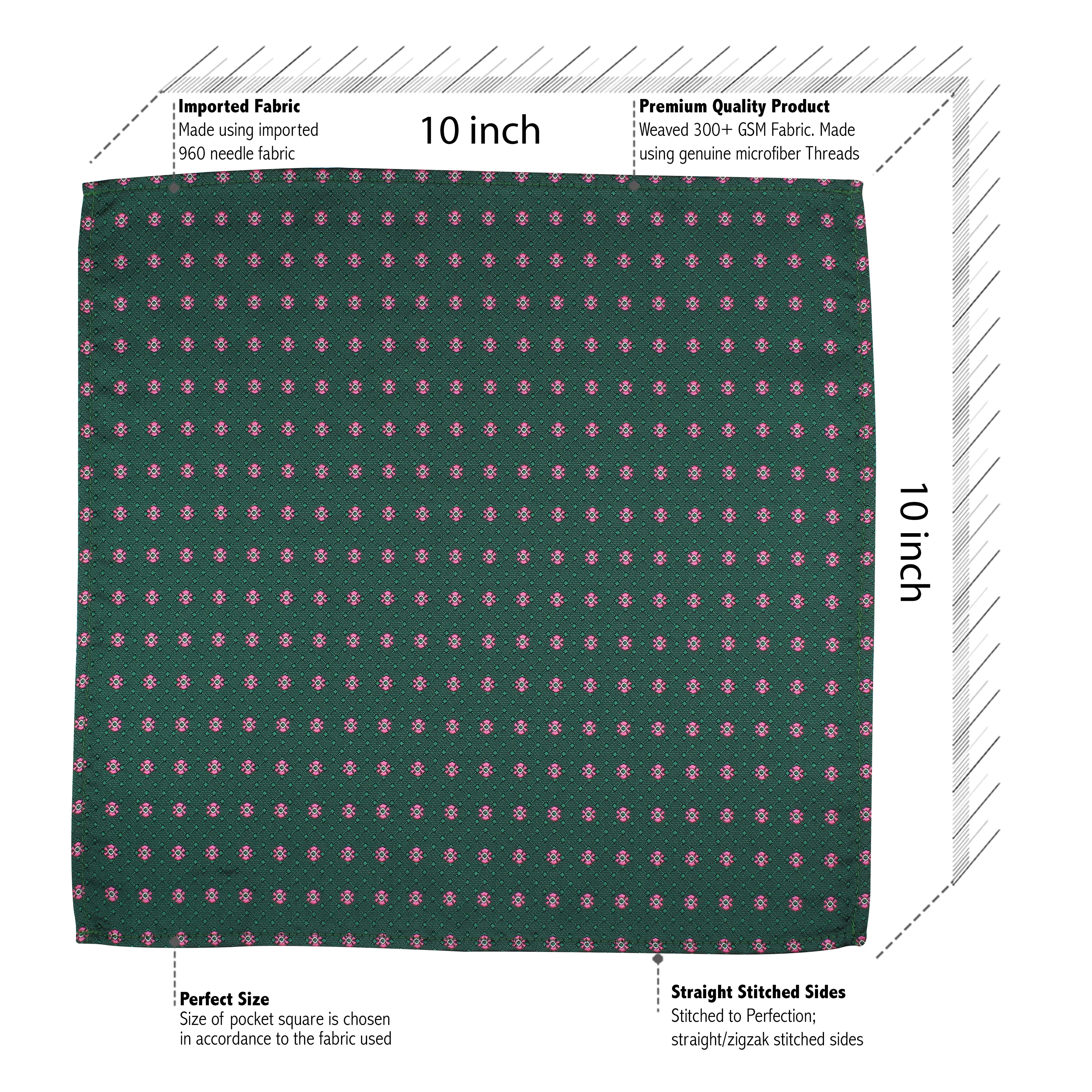 Kovove Elegant Green Floral Pocket Square For Men